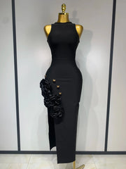 Brooke Black Applique Bandage Dress