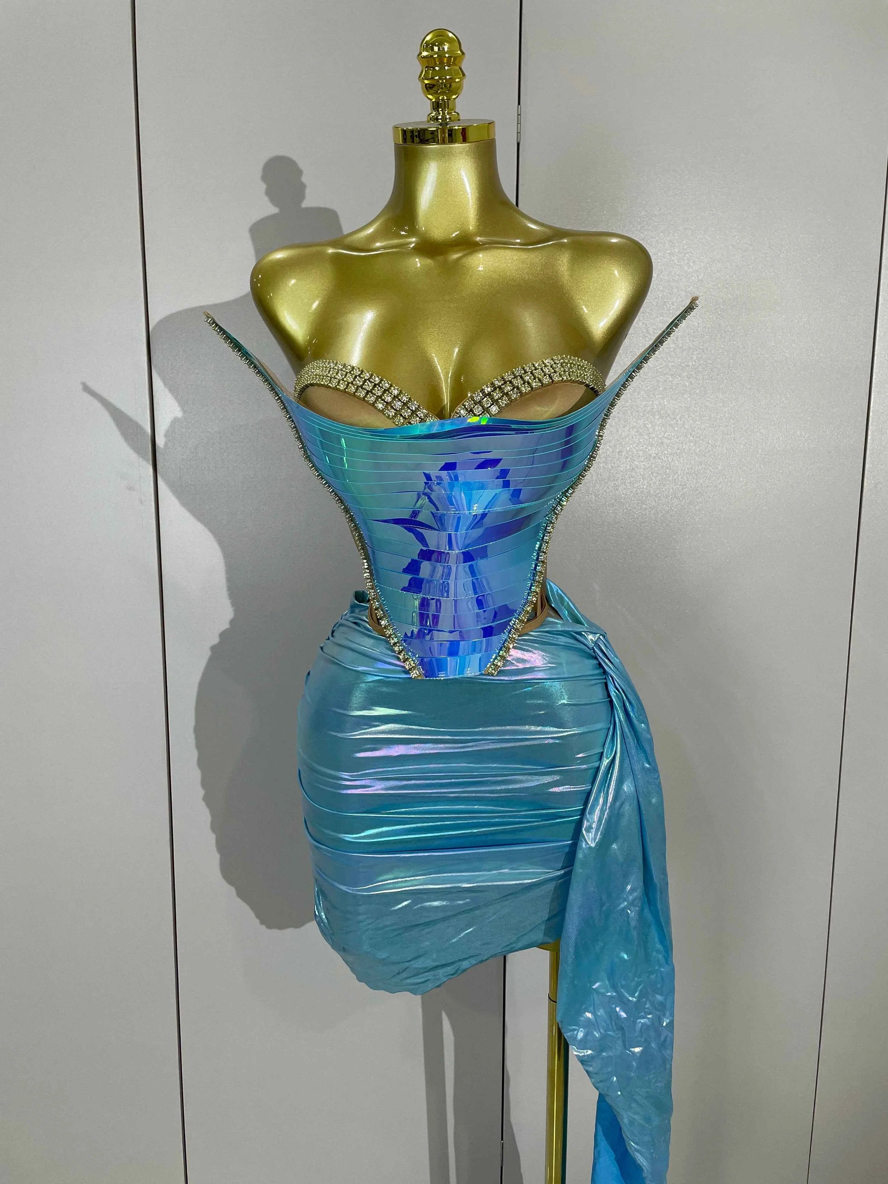 Belle Sexy Two-Piece Top with Sparkling Gold Sequins Birthday Outfit