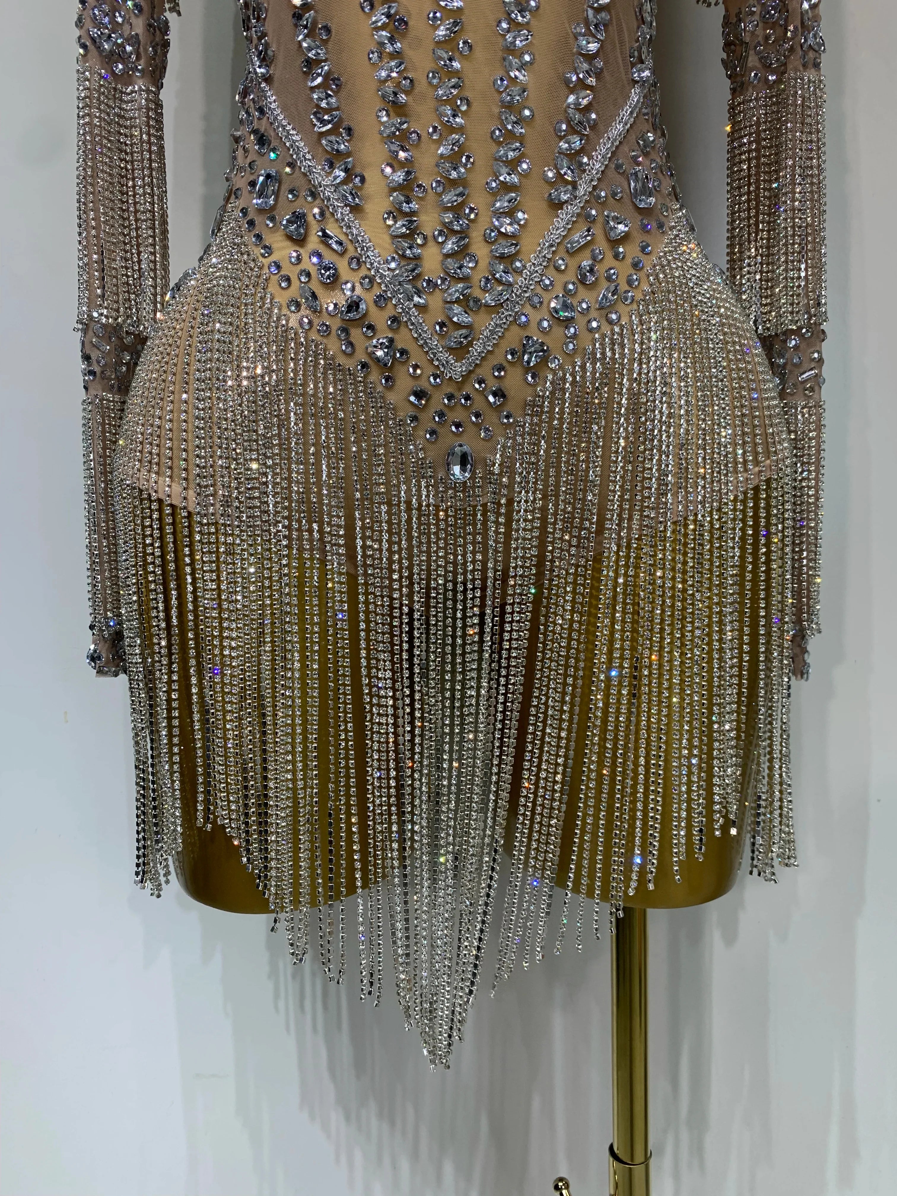Ayleenah Sparkly Rhinestone Sexy Mesh See Through Rompers
