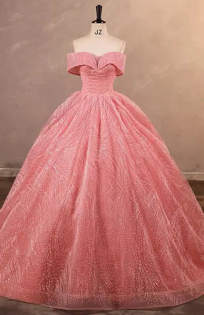 Autumn Sequin Party Dress: Off-Shoulder Ball Gown