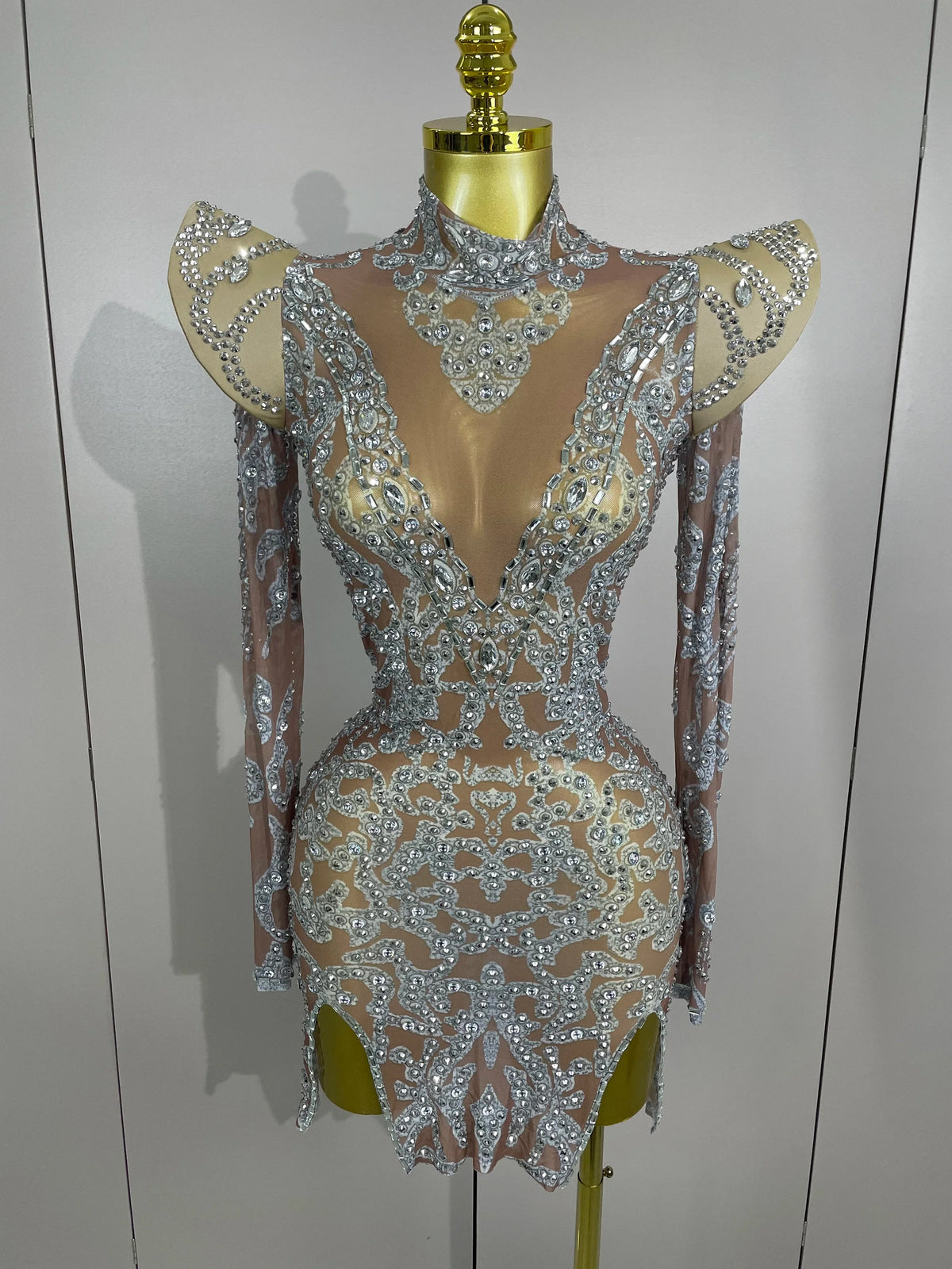 Camila Diamond High Shoulder Mini Dress