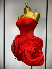 Brielle Red Strapless Bandage Dress