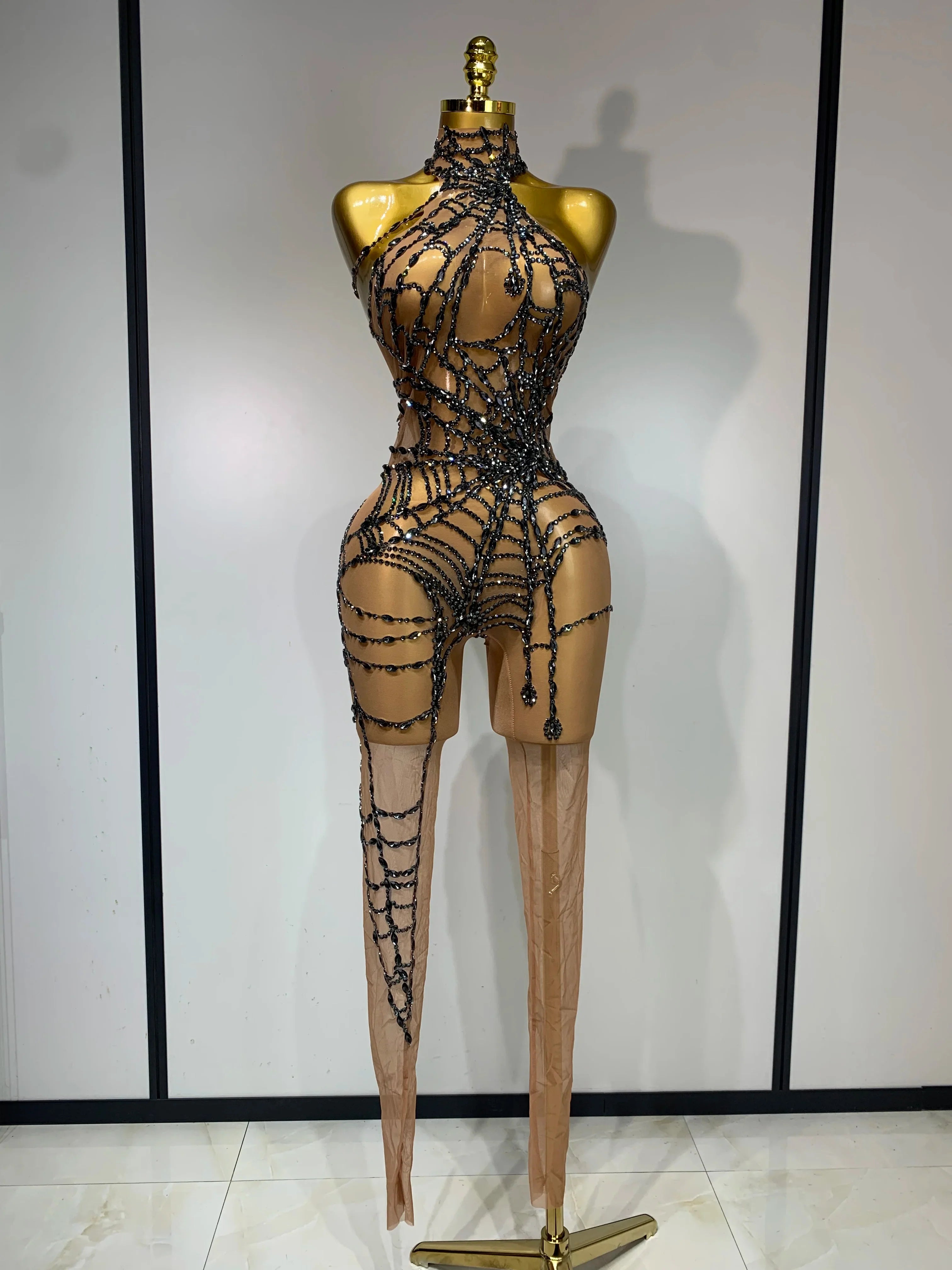 Aisani Sparkly Diamond Sexy Mesh Jumpsuit Outfit