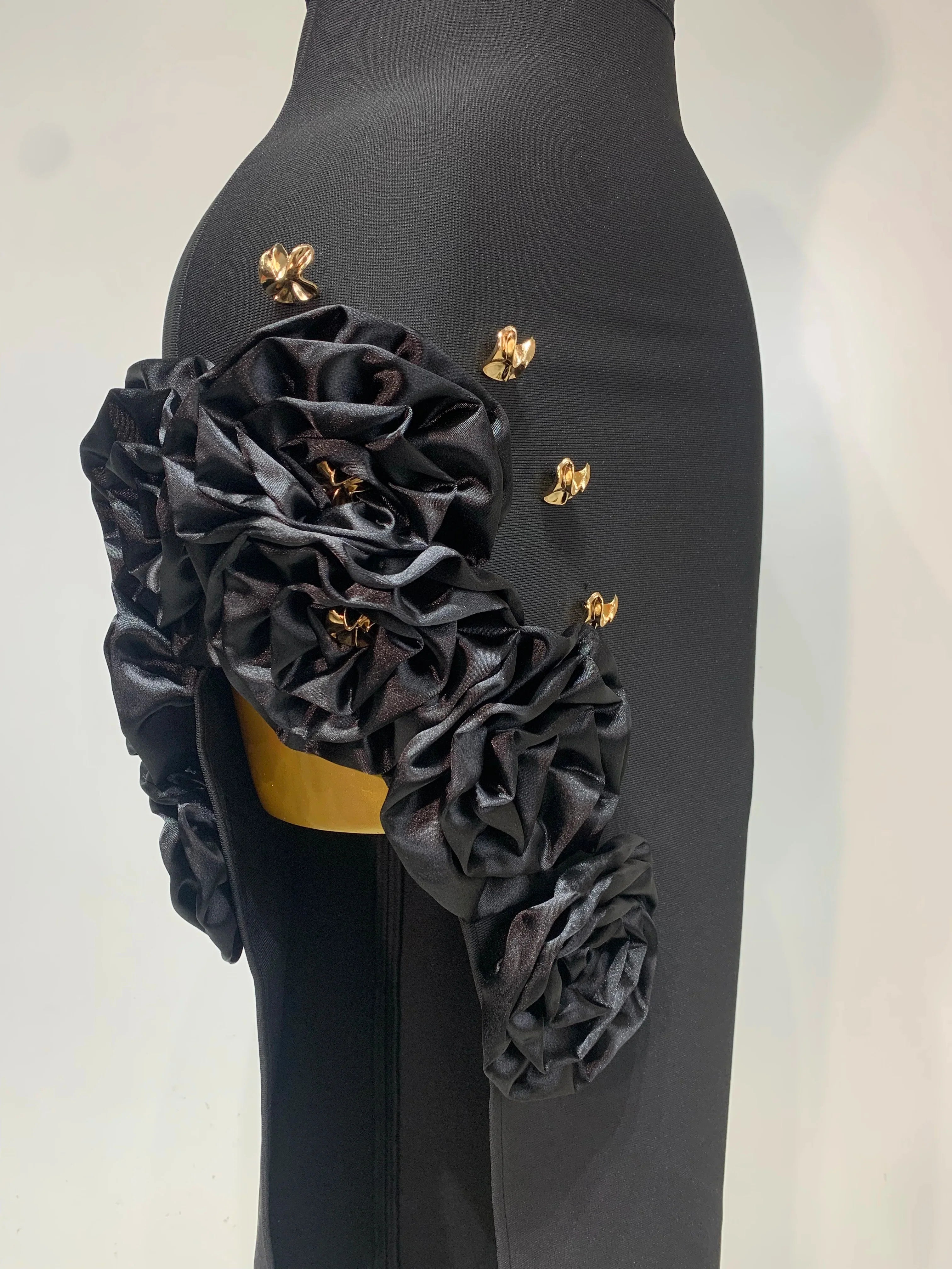 Brooke Black Applique Bandage Dress