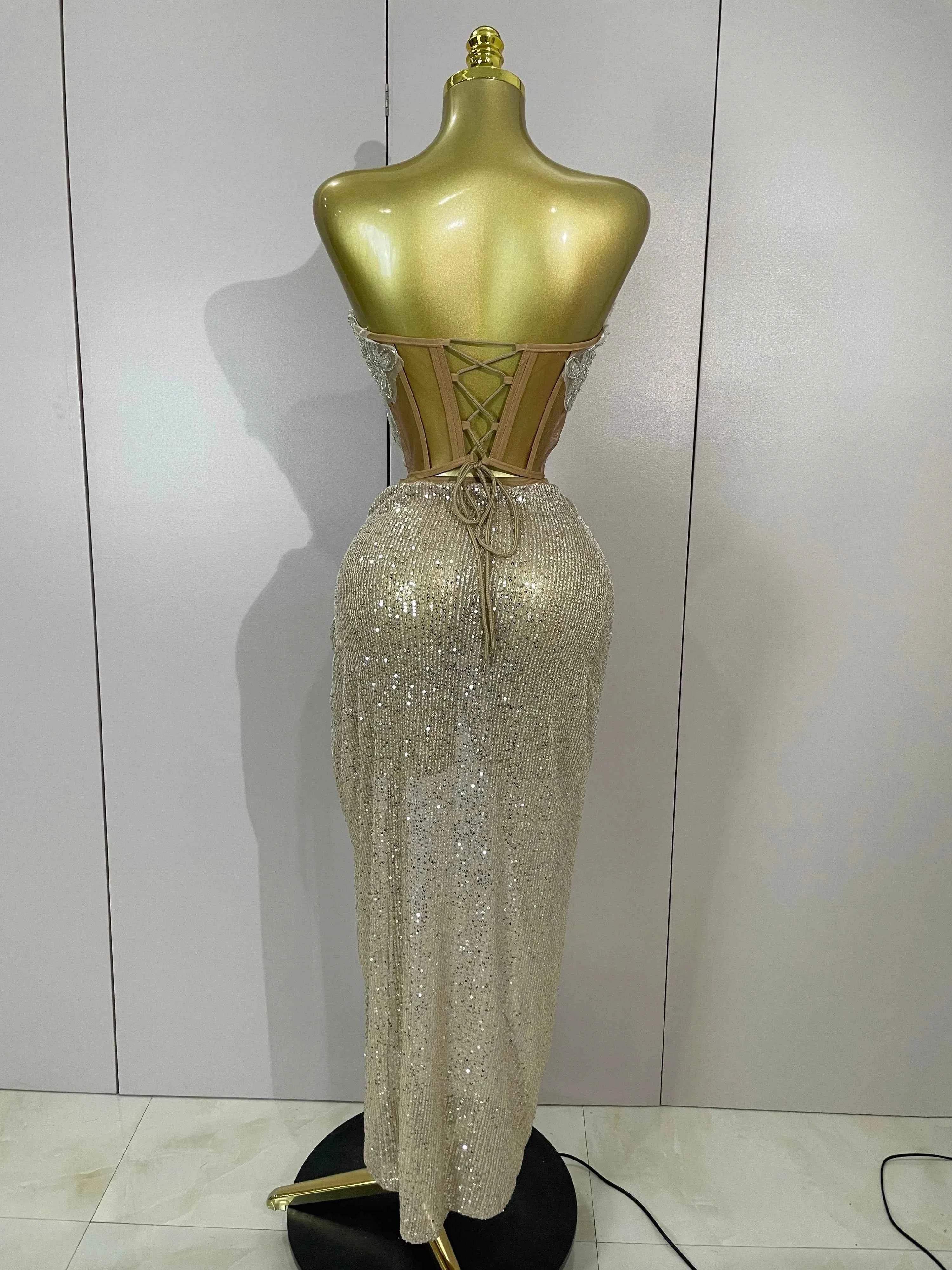 Ayveen Sexy Two-Piece Strapless Sparkling Birthday Dress