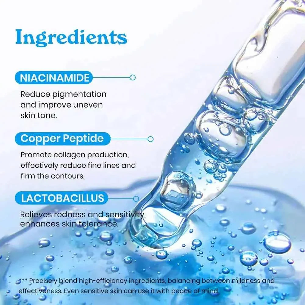 30ml GHK-CU Blue Copper Peptides Face Serum Hydrating Repairing Collagen Boosting PDRN Peptide Serum Adenosine Caffeine Essence