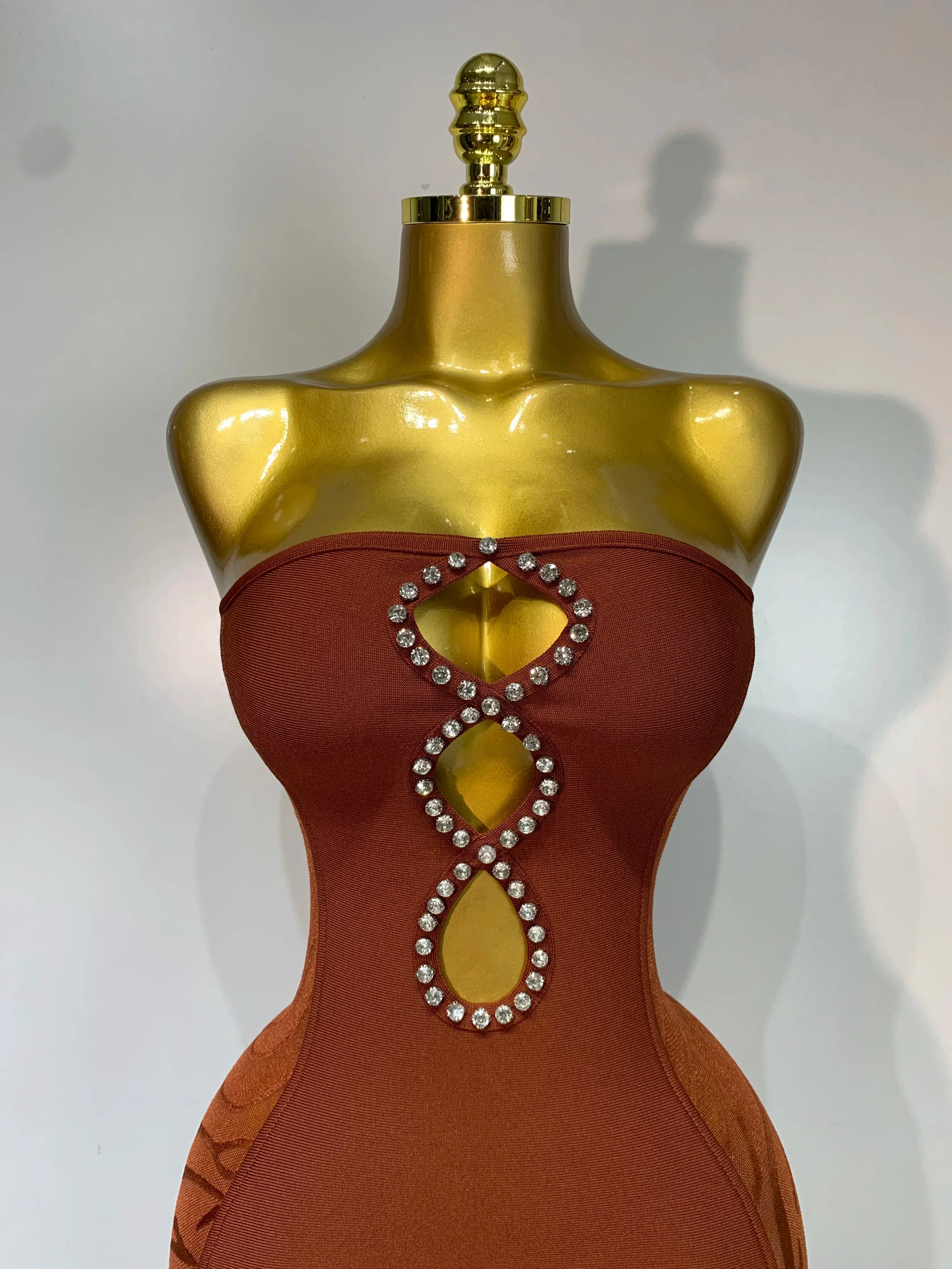 Angela Rhinestone Cut Out Bandage Dress