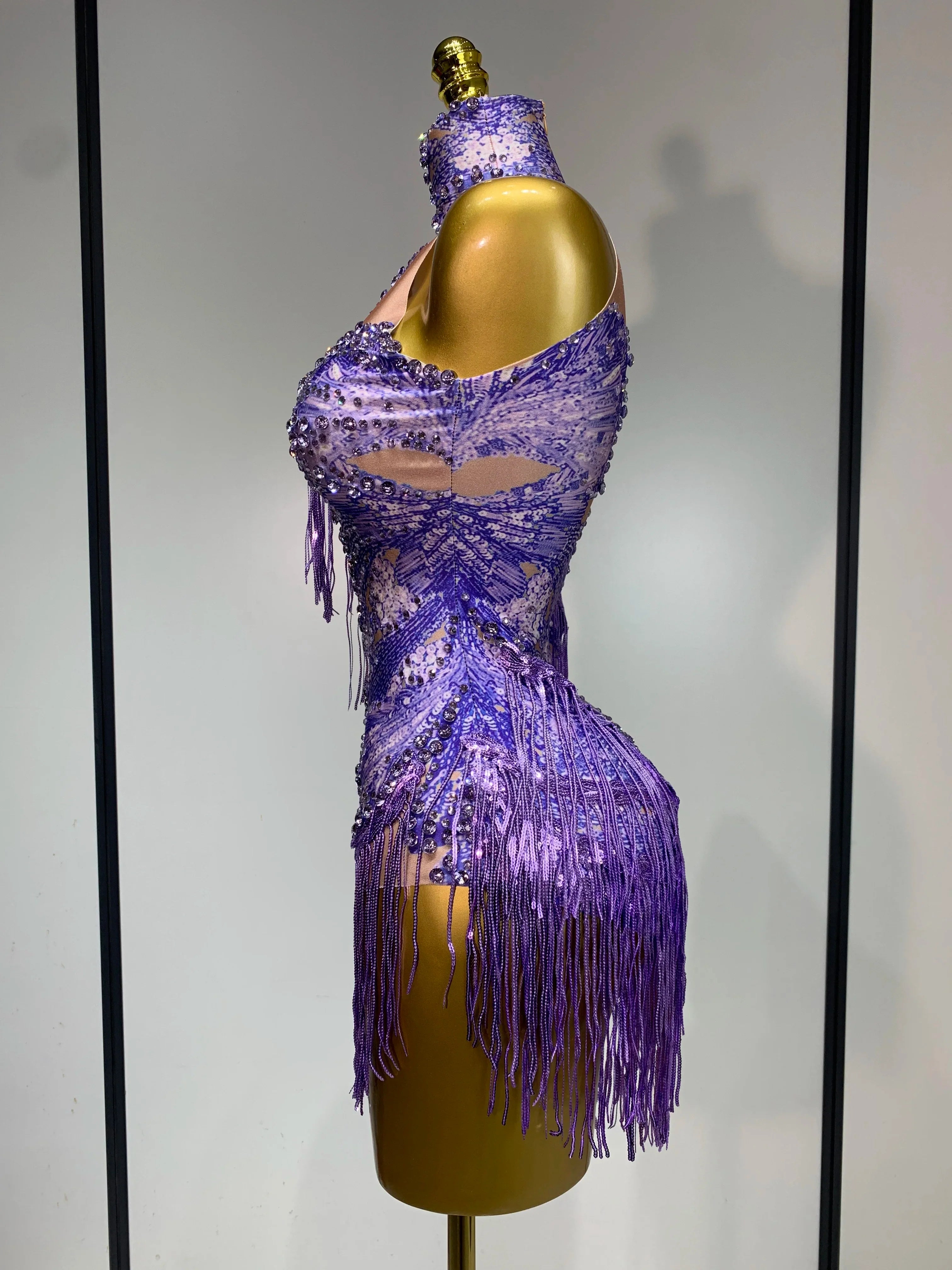 Celeste Purple Fringe Bodysuit