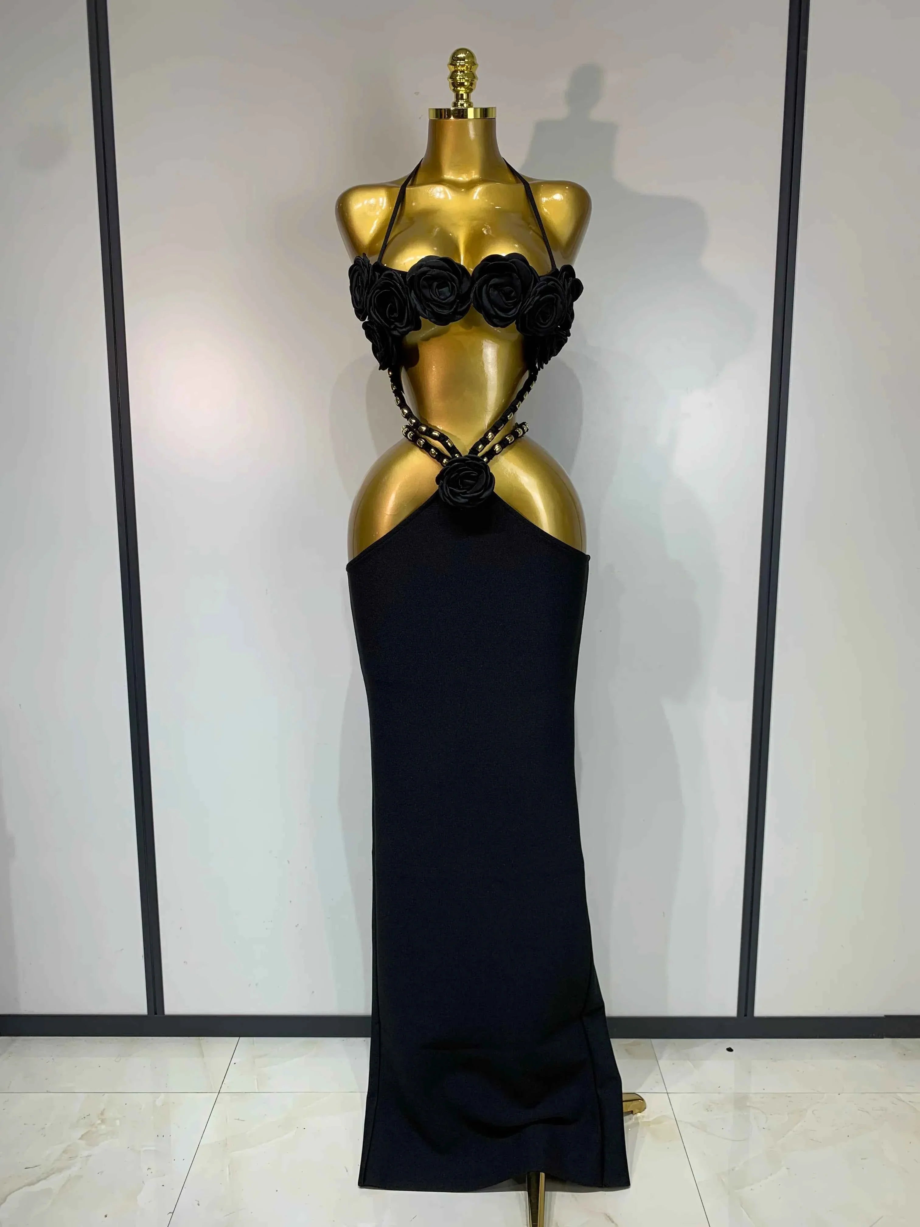 Blanca Halter Backless Maxi Long Bodycon Bandage Dress