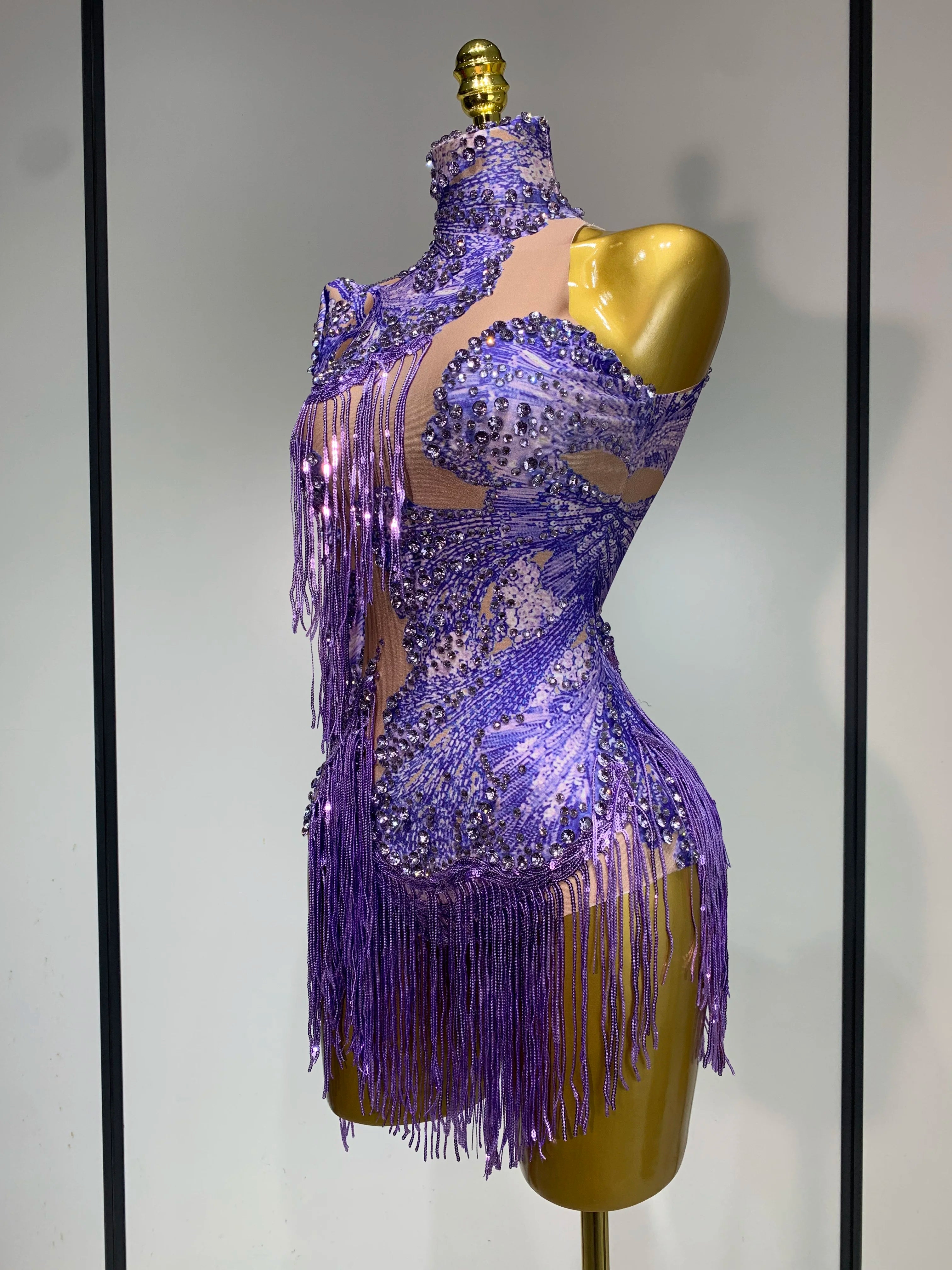 Celeste Purple Fringe Bodysuit
