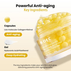 Deep Collagen Rentinol Boosting Capsule Cream, Skin Firming, Hydration Face Moisturizer for Dry Skin, Wrinkles