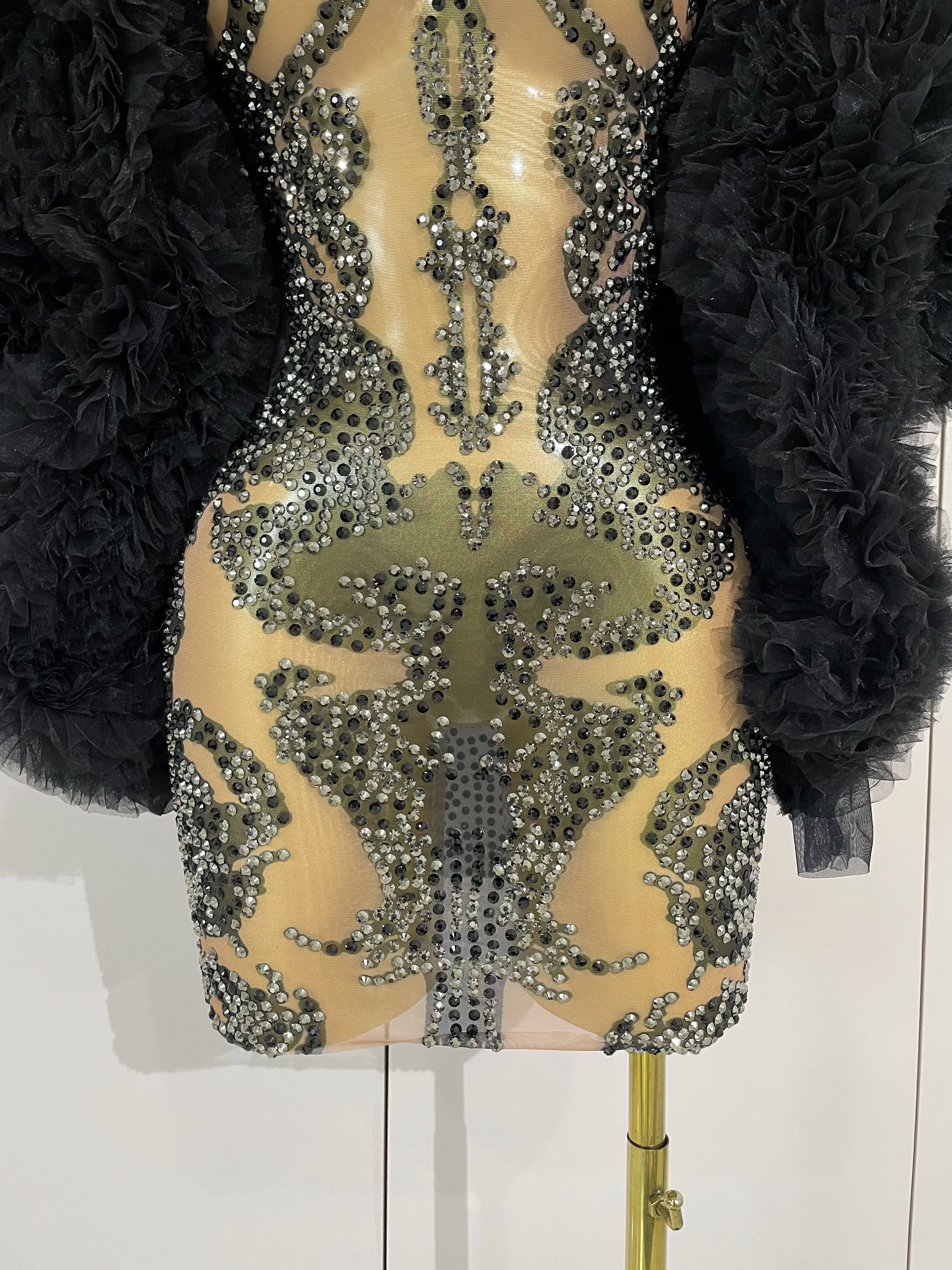 Cora Black Sparkly Mini Dress