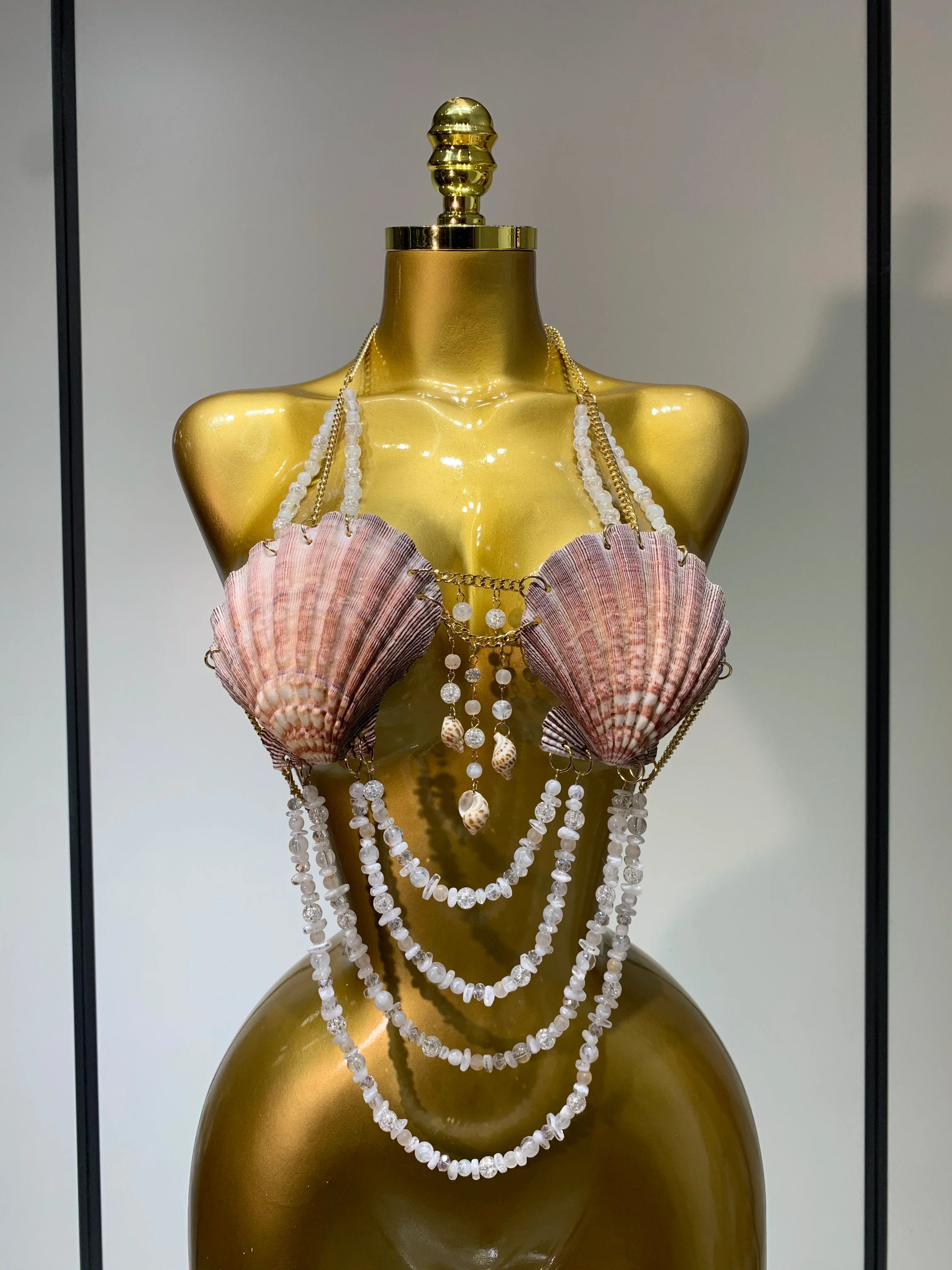 Beading Vest Hollow Out Tops Body Beachwear Lingerie Harness Beaded Bralette