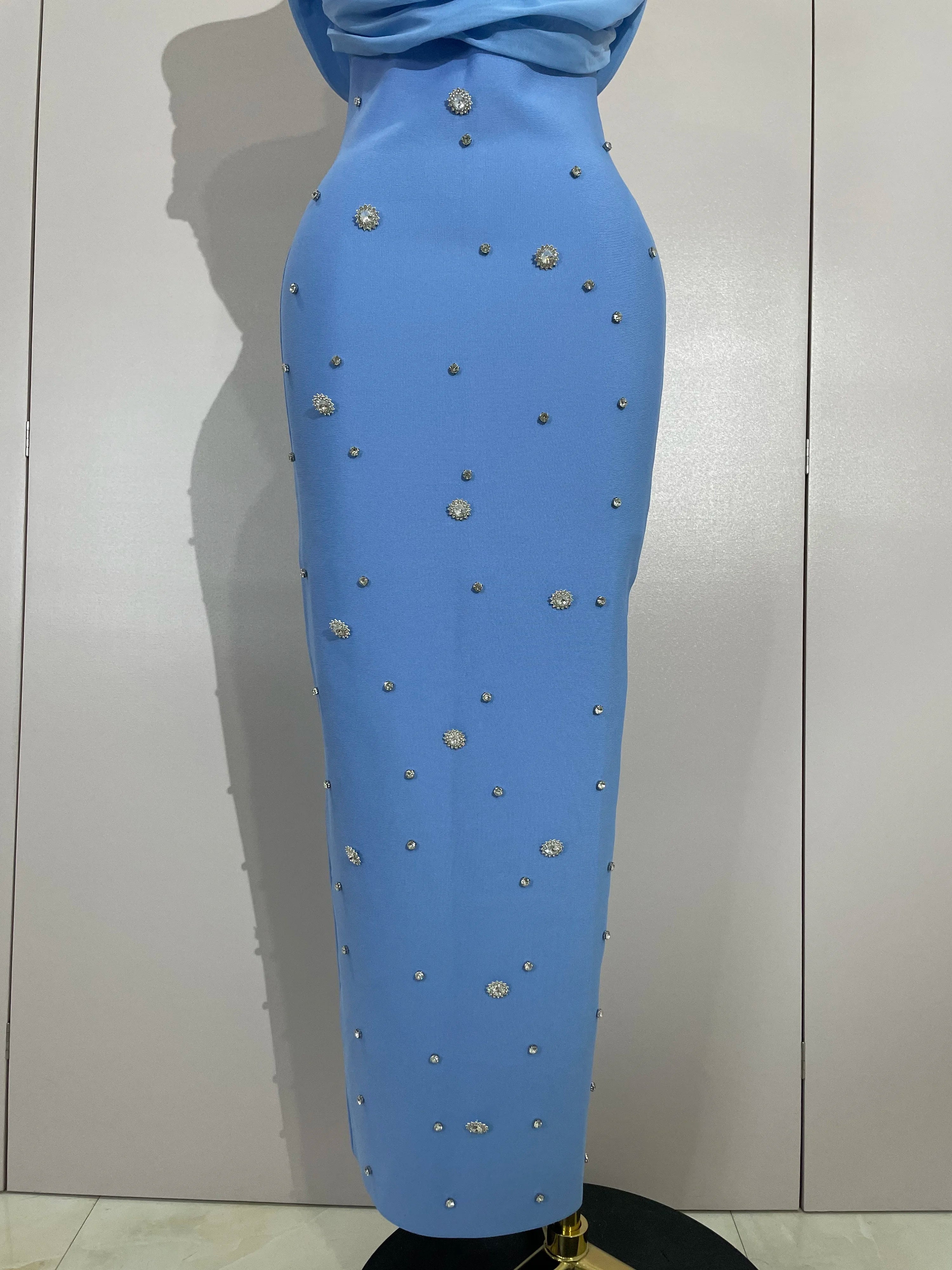 Crissy Crystal Sexy Off-The-Shoulder Bodycon Bandage Long Dress