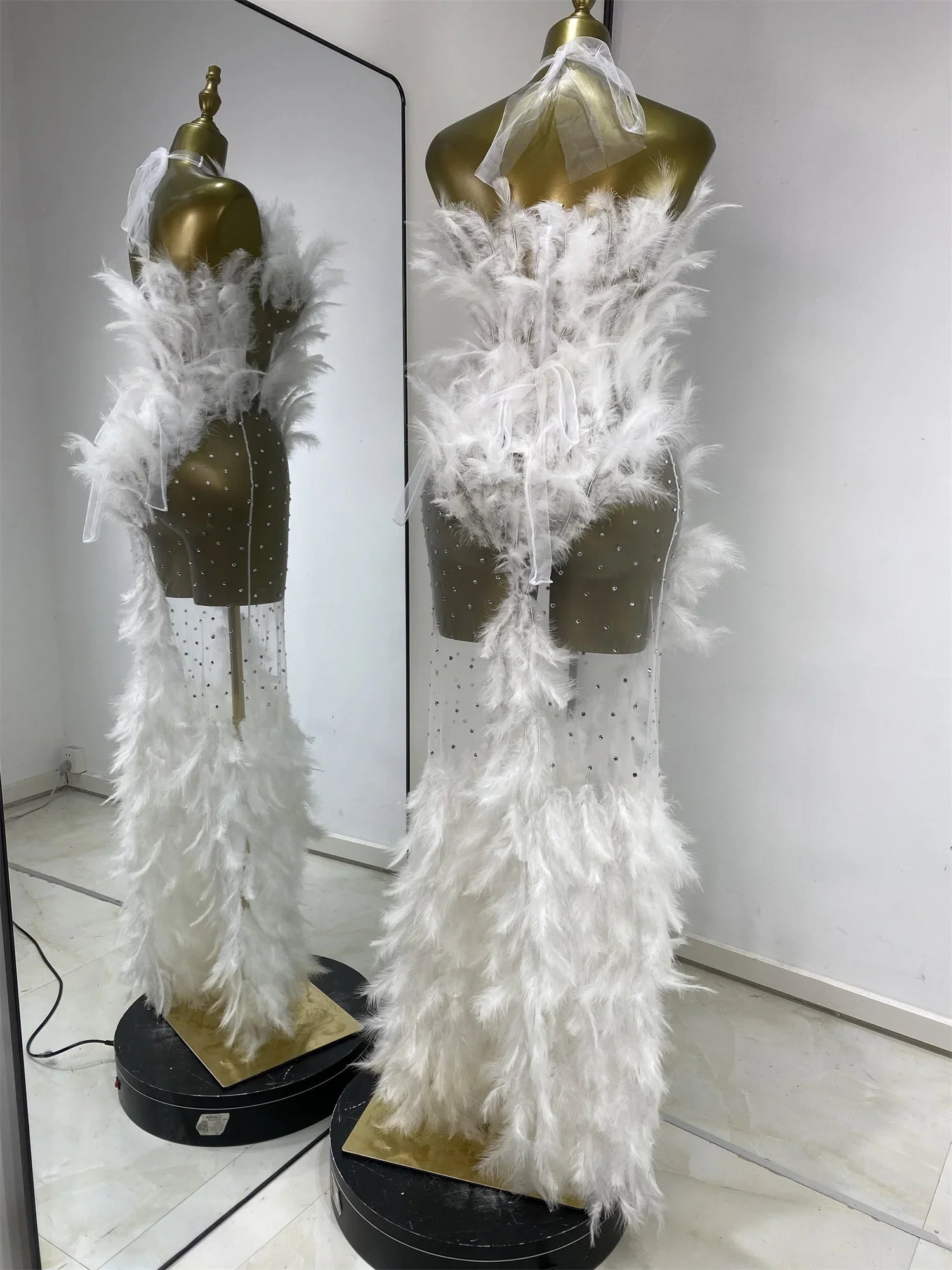 Alara Feather-Trimmed Sleeveless Maxi Dress