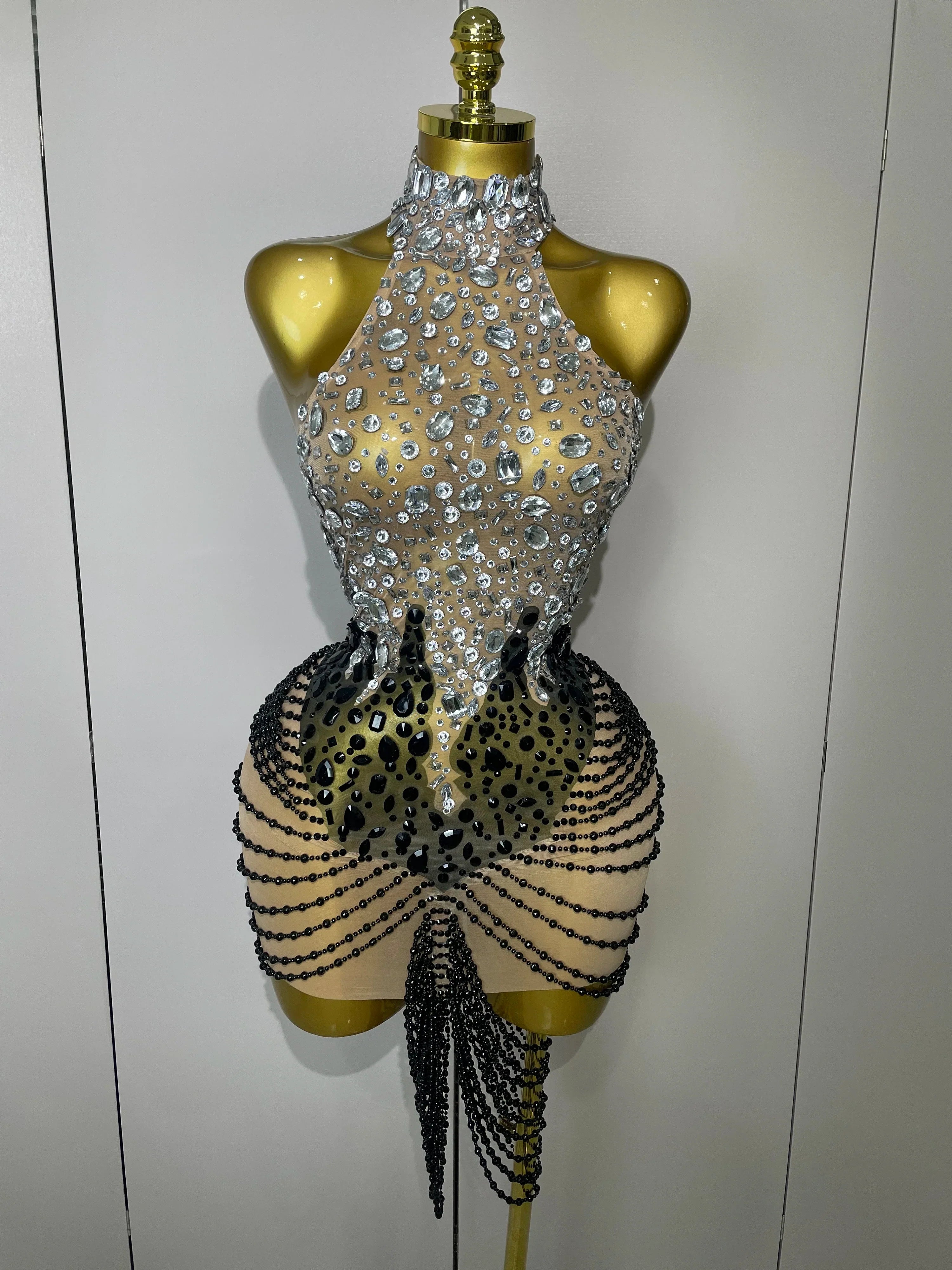 Avenly Sparkly Crystals Beading Mini Dress