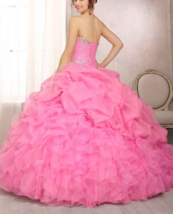 Diamond Beaded Organza Ruffled Lime Green Quinceanera Dress