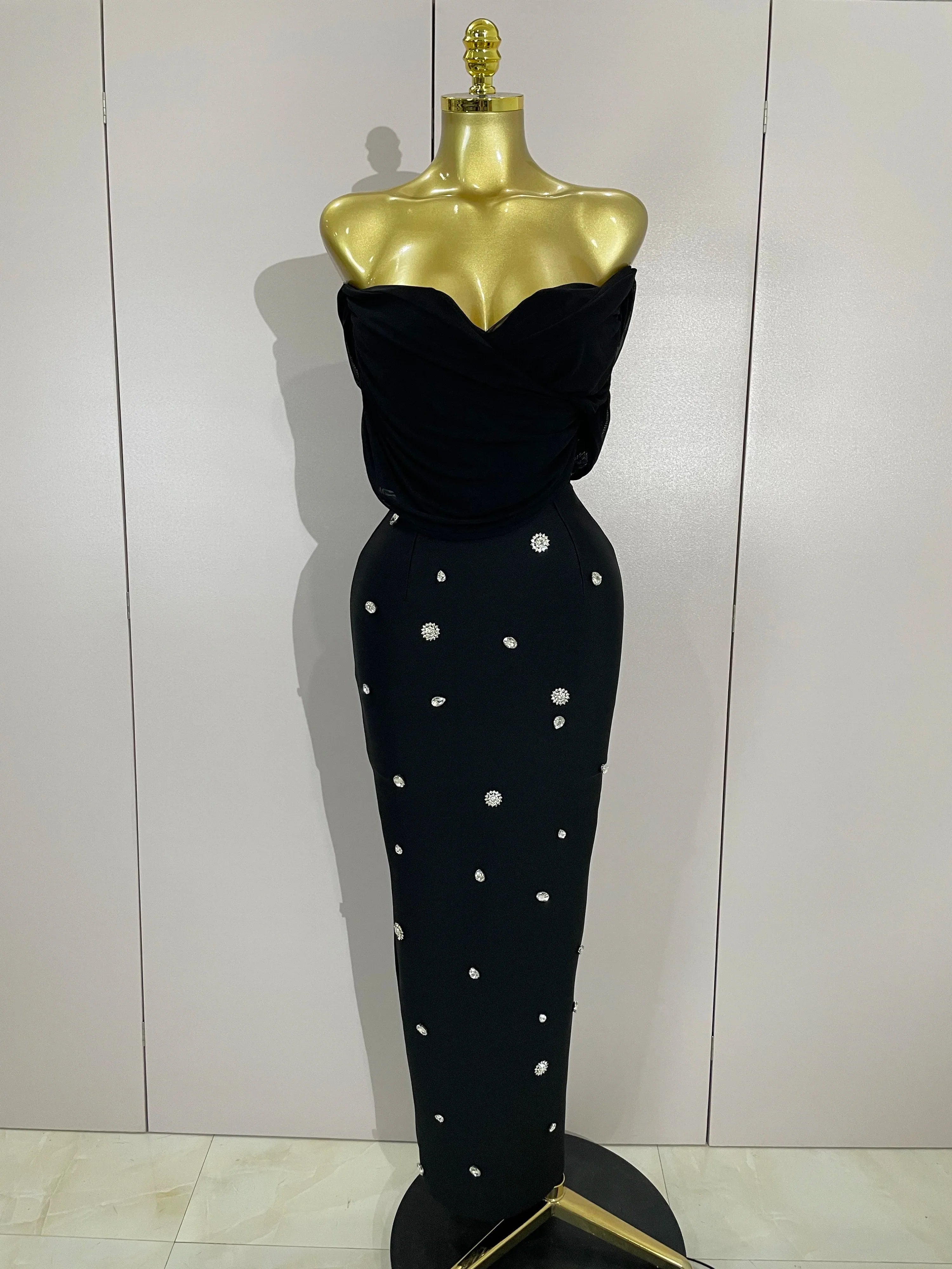 Crissy Crystal Sexy Off-The-Shoulder Bodycon Bandage Long Dress