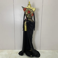 Aisla Sexy Mesh See Through Top Skirt Gloves Set