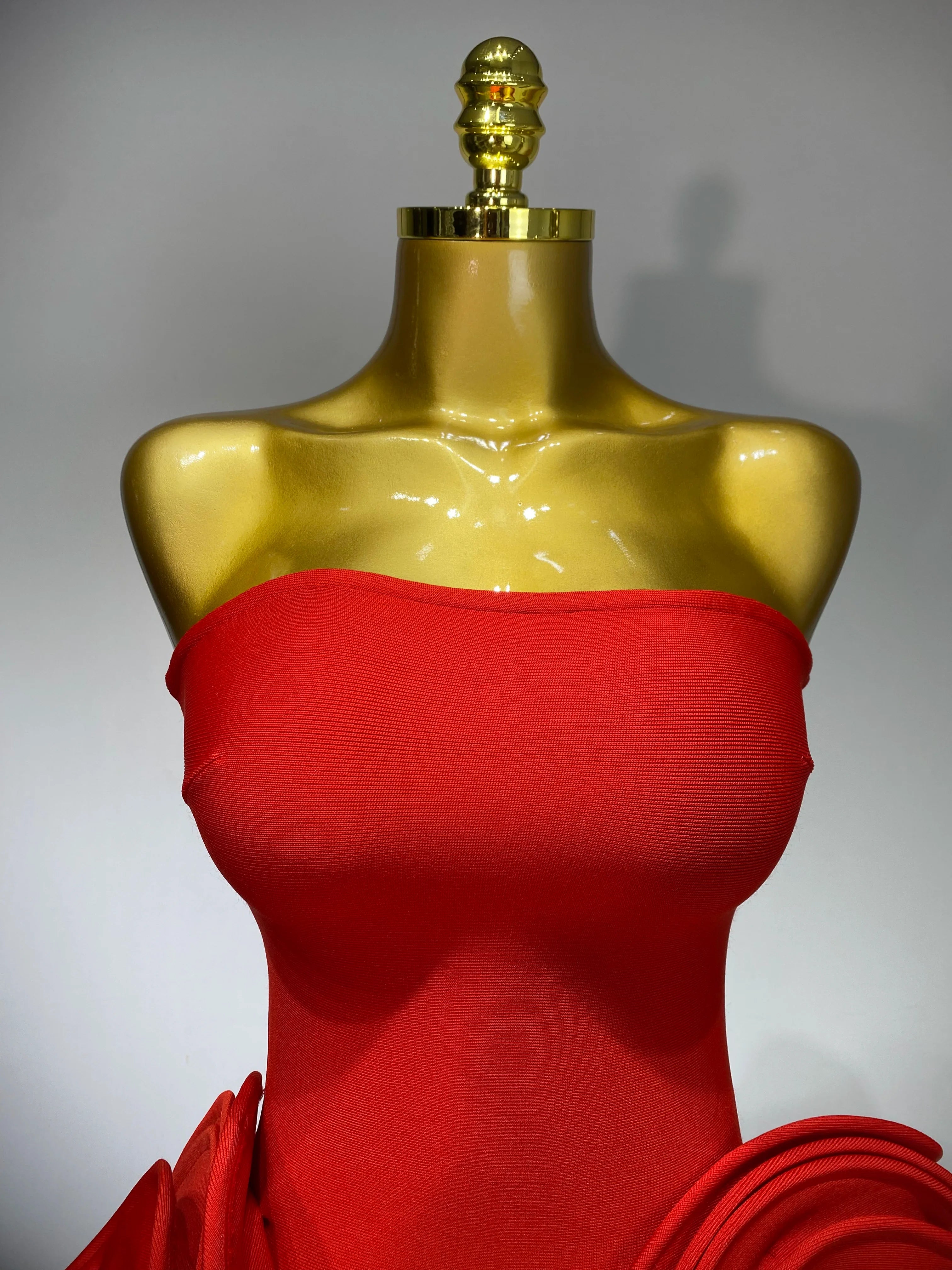 Brielle Red Strapless Bandage Dress
