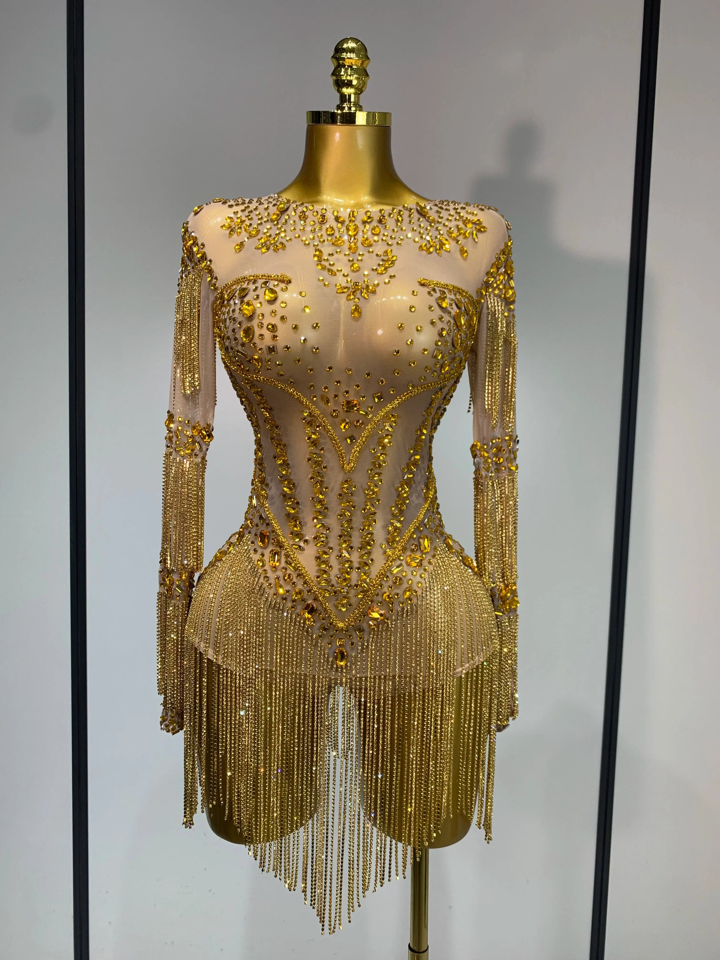 Ayleenah Sparkly Rhinestone Sexy Mesh See Through Rompers