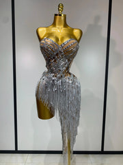 Azelie Sexy Sparkly Diamond Tassel Two Piece Set Evening Outfit