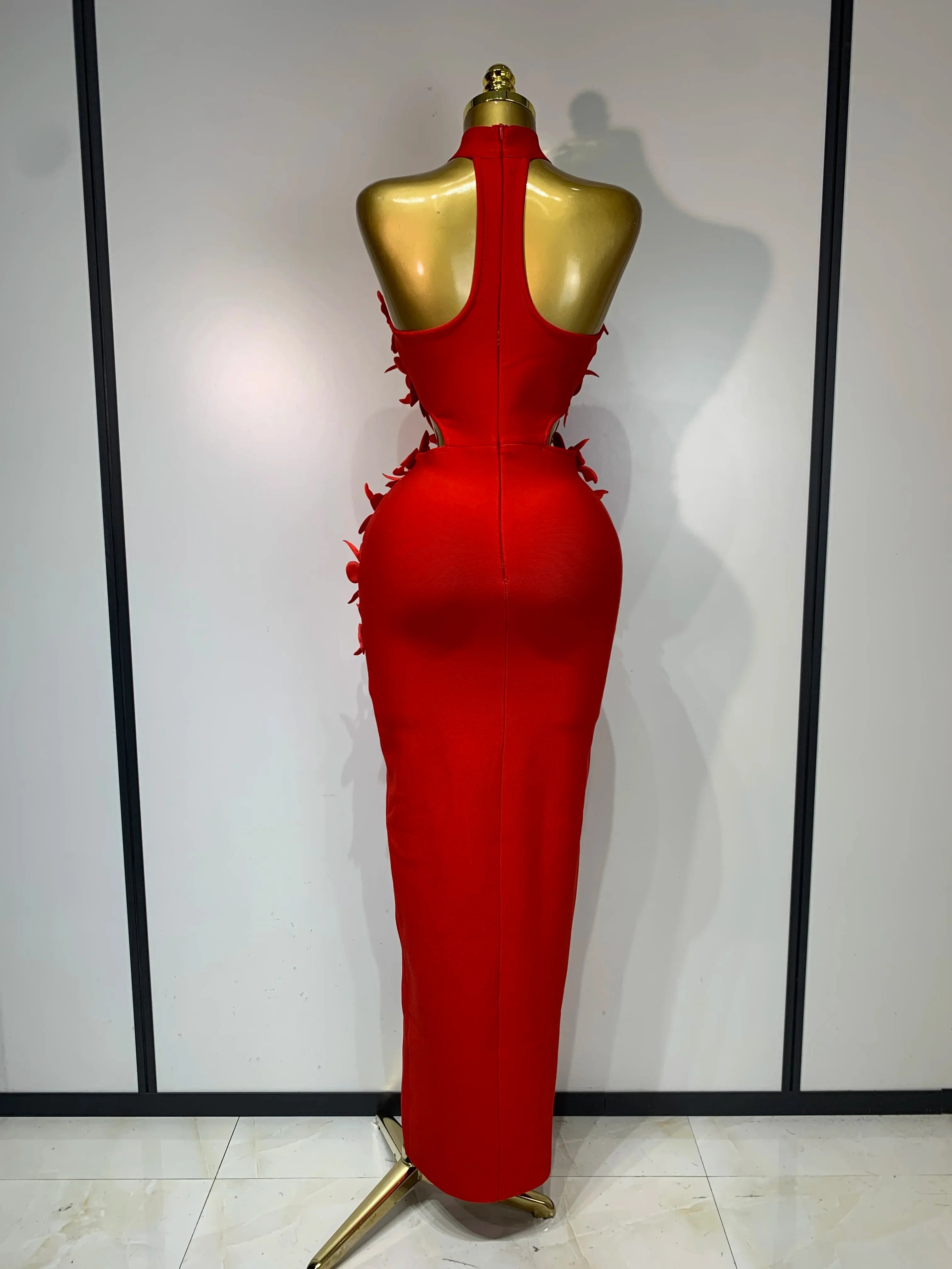Ada Sexy Sleeveless Flower Hollow Out Evening Party Bandage Dress