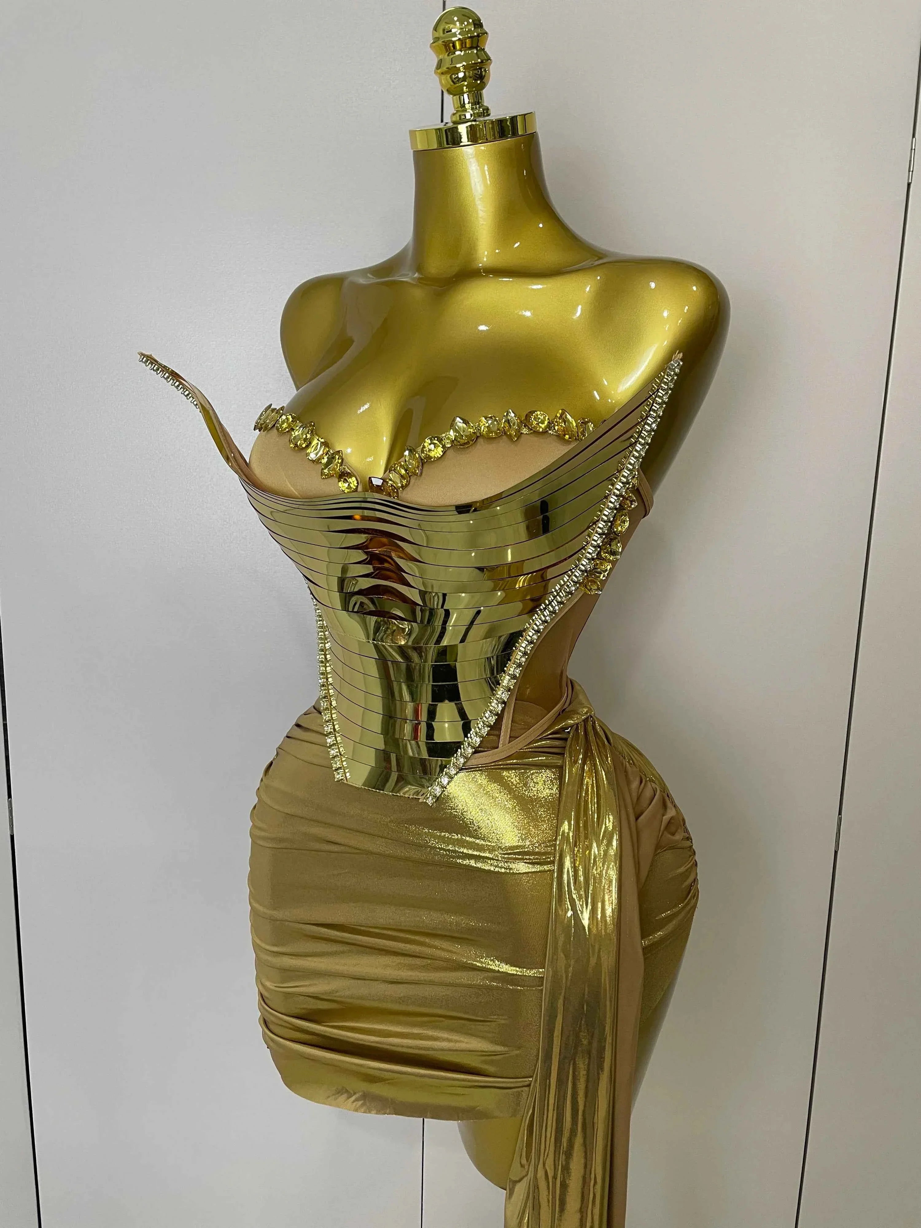 Belle Sexy Two-Piece Top with Sparkling Gold Sequins Birthday Outfit