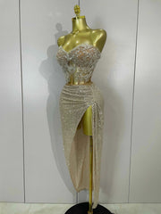 Ayveen Sexy Two-Piece Strapless Sparkling Birthday Dress