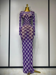 Denise Sparkly Rhinestone Mesh See-Through Dress
