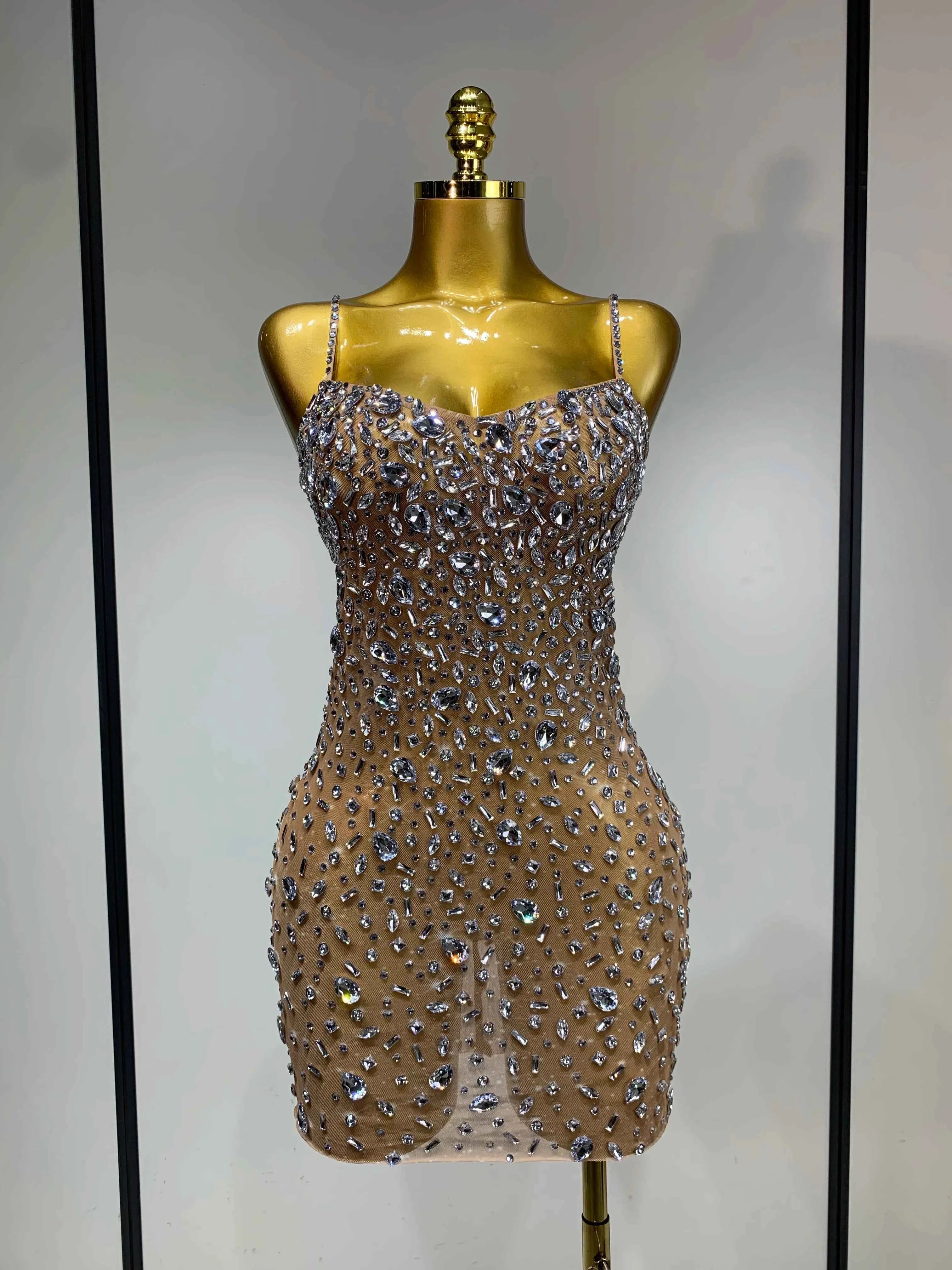 Cassandra Sleeveless Rhinestone Bodycon Mini Dress