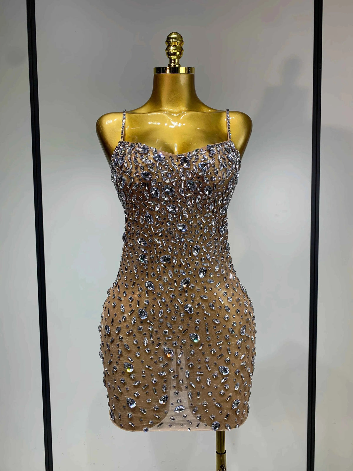 Cassandra Sleeveless Rhinestone Bodycon Mini Dress