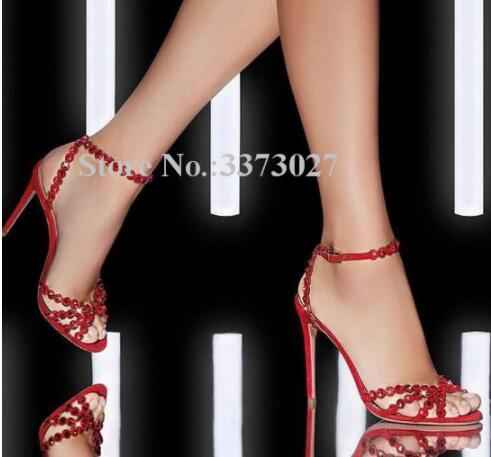 Colorful Crystal Woman Sandals Stiletto Heel
