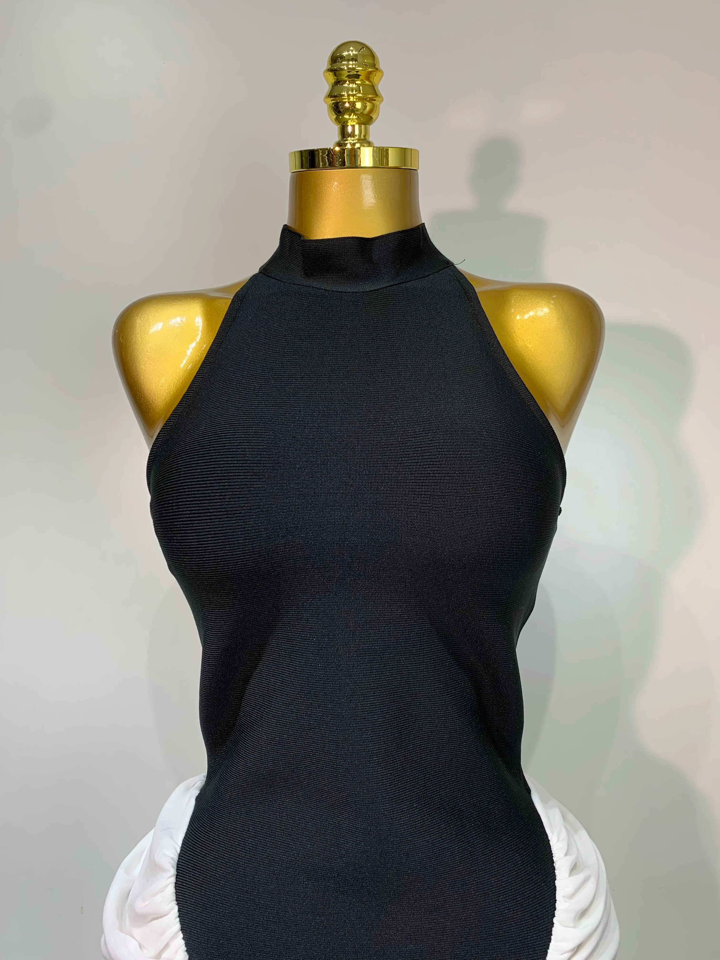 Camille Patchwork Sleeveless Ruched Bodycon Maxi Dress