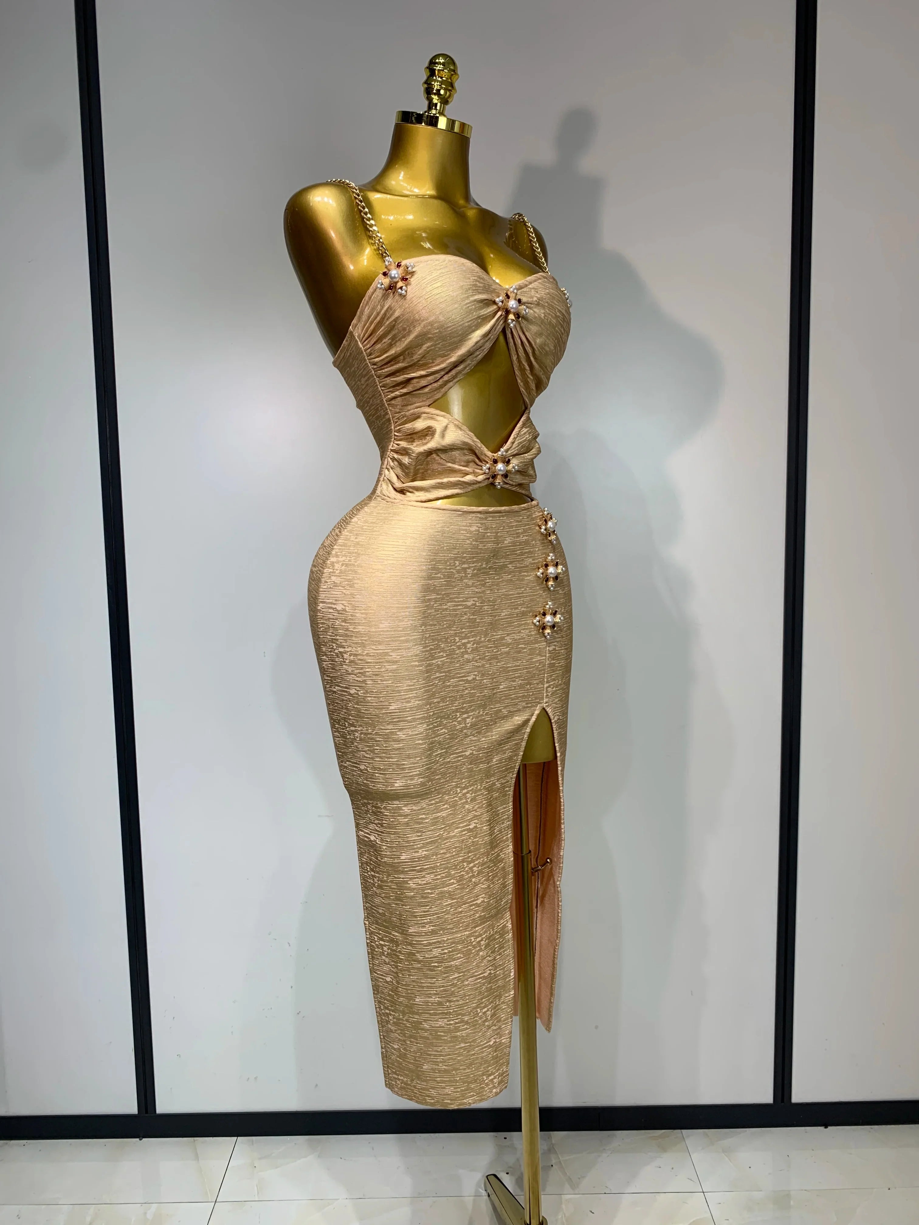 Camila Sexy Hollow Out Sleeveless Bodycon Cocktail Maxi Dress for Women – Elegant Evening Party Gown