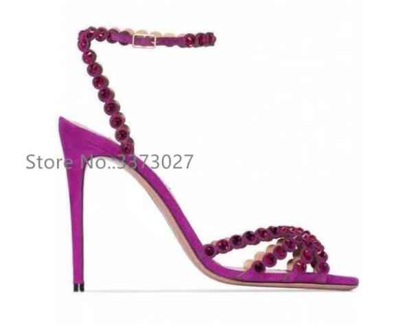 Colorful Crystal Woman Sandals Stiletto Heel