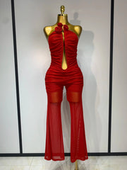 Avery Red Backless Bodycon Jumpsuit