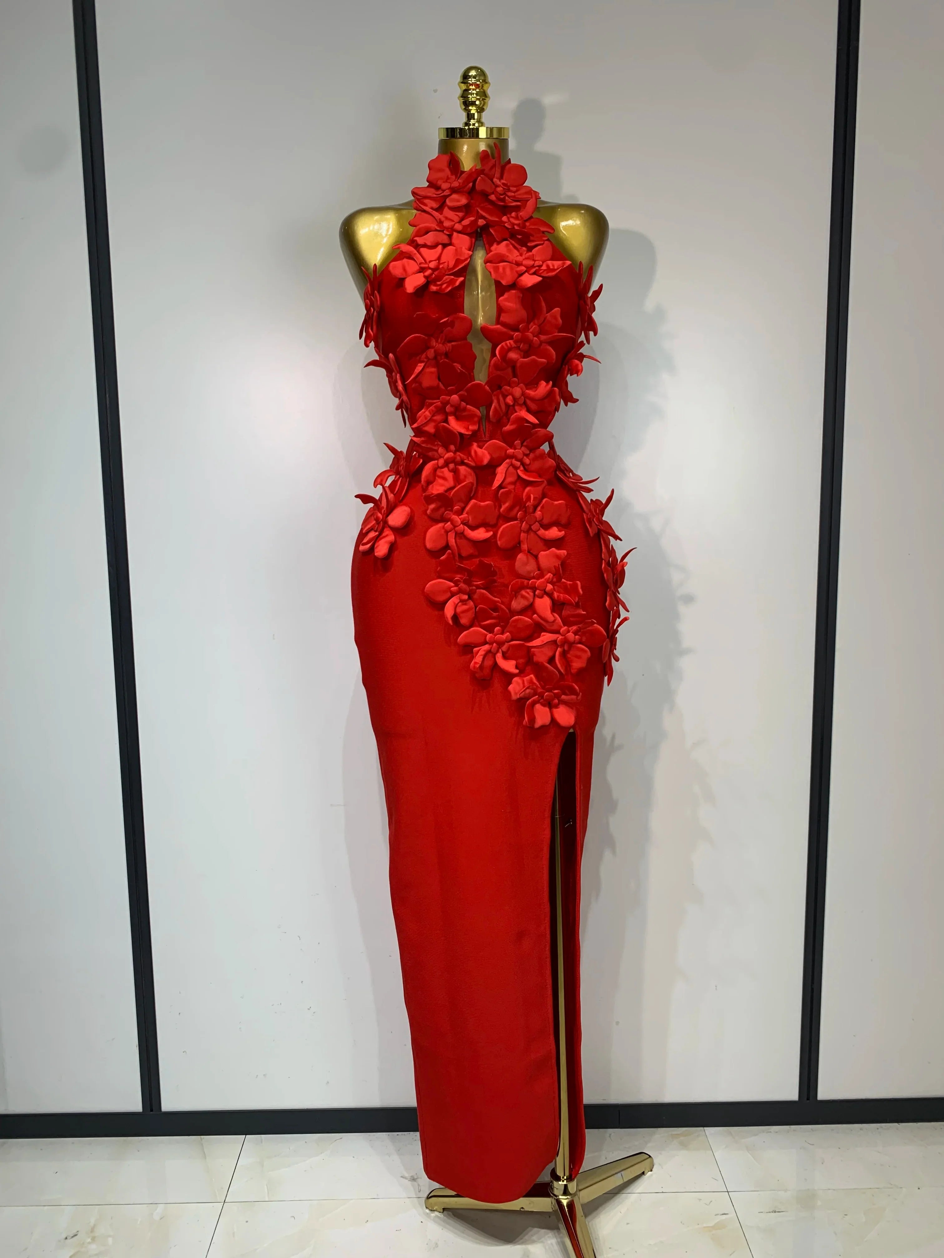 Ada Sexy Sleeveless Flower Hollow Out Evening Party Bandage Dress