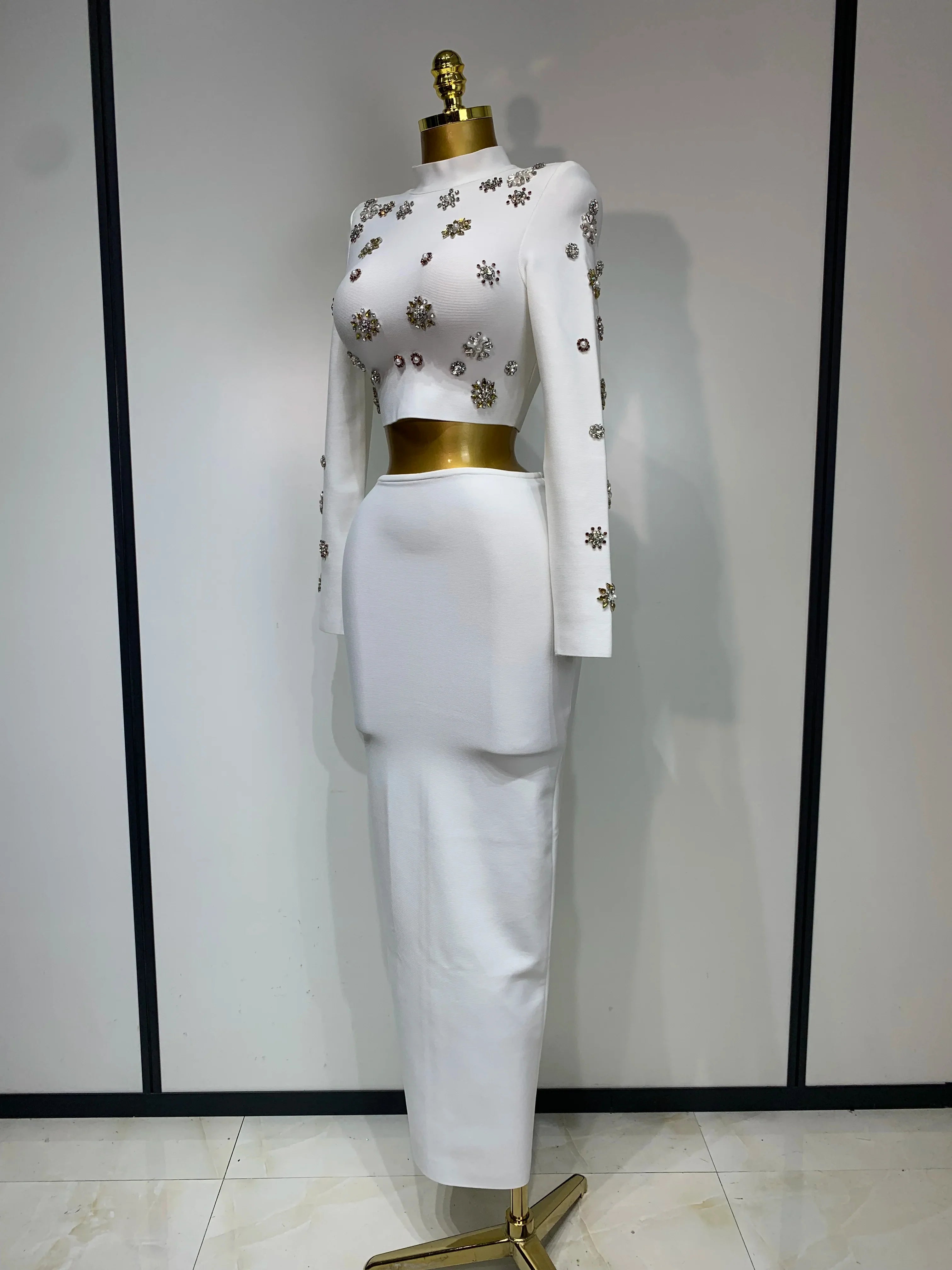 Claudia Luxury Pearl & Diamond Two-Piece Set – Women's Long Sleeve
