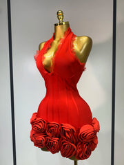 Alessia Halter Applique Bandage Dress