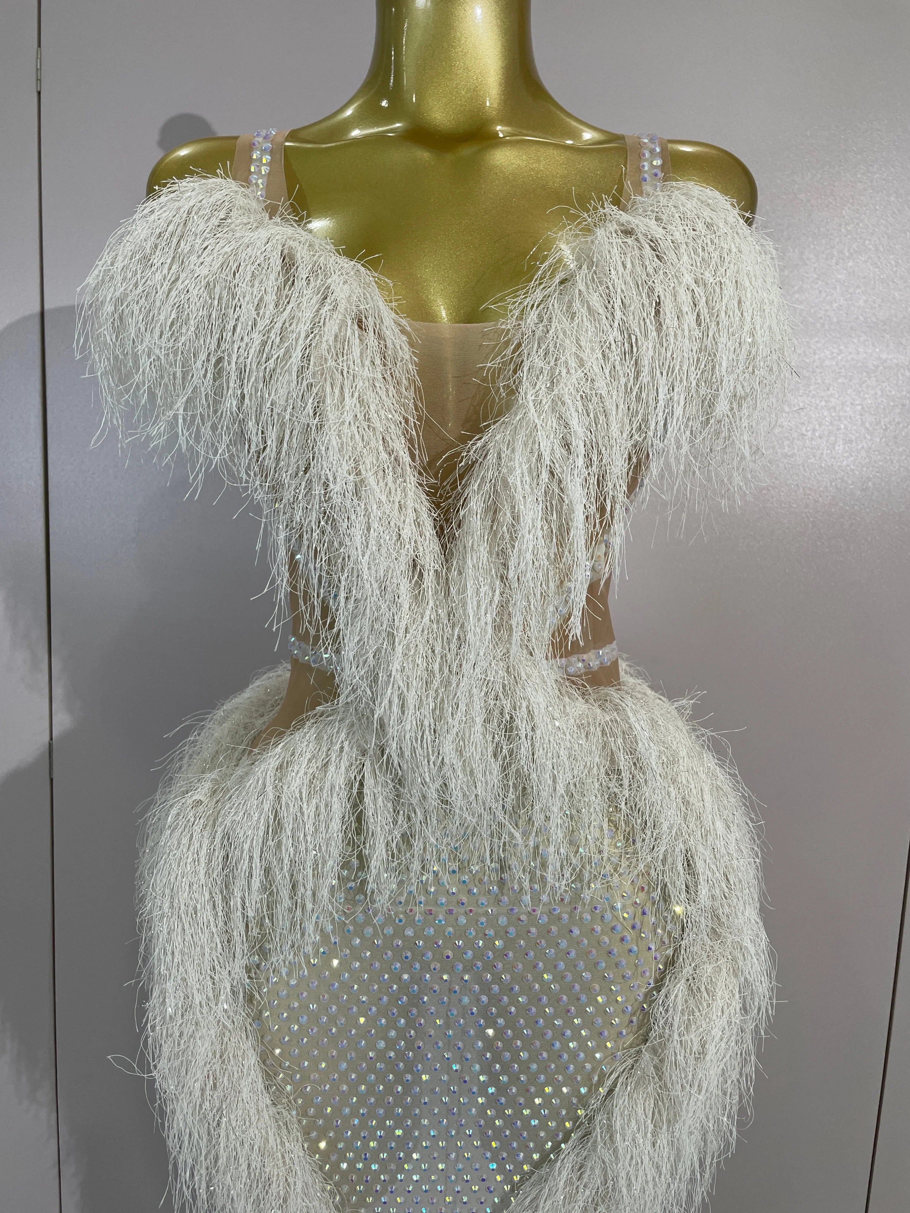 April Sparkly Diamonds Tassel Mesh Transparent Long Dress