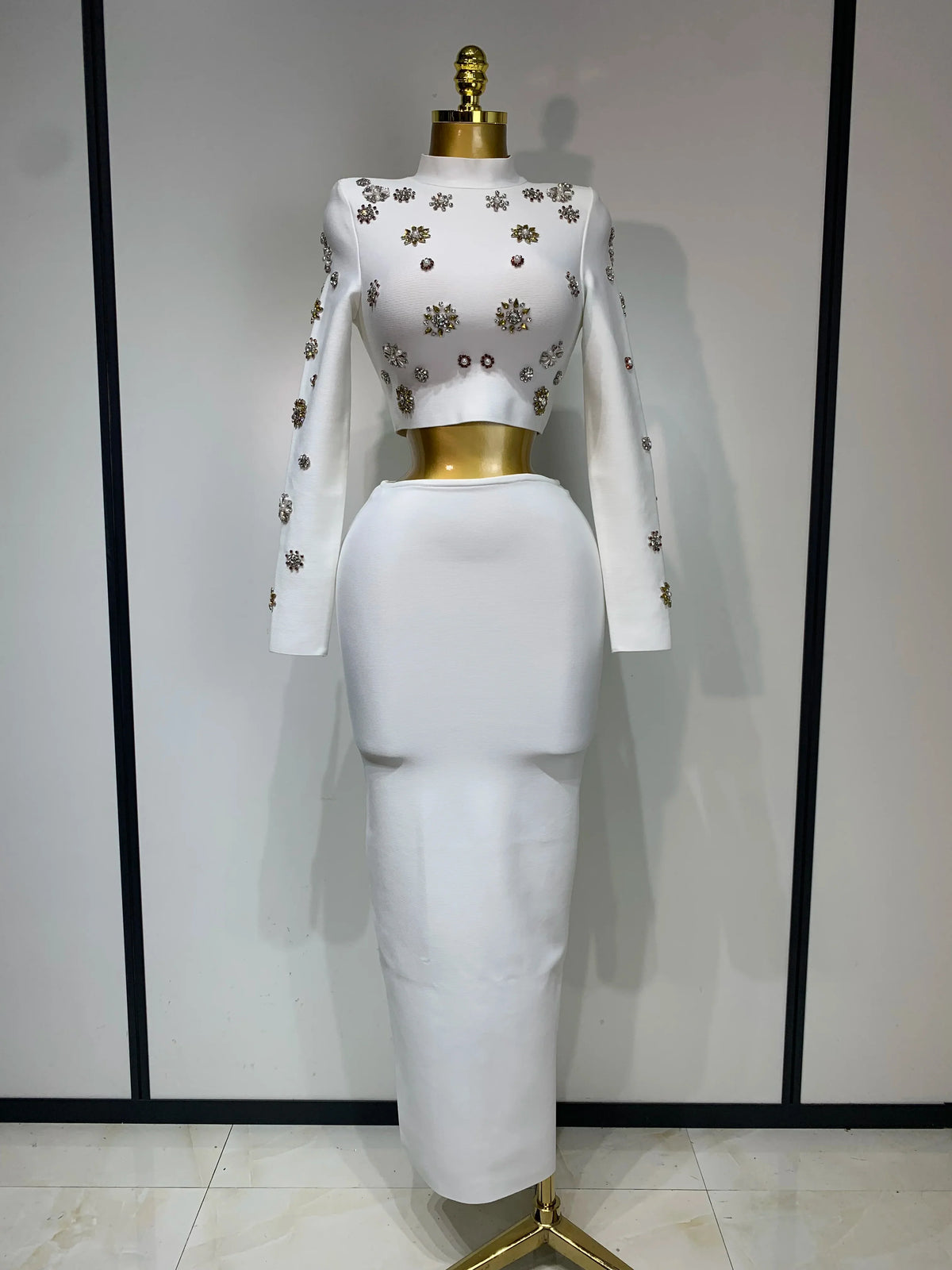 Claudia Luxury Pearl & Diamond Two-Piece Set – Women's Long Sleeve