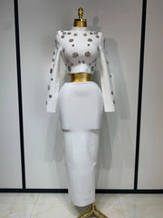 Claudia Luxury Pearl & Diamond Two-Piece Set – Women's Long Sleeve