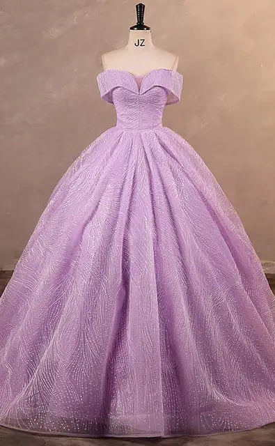 Autumn Sequin Party Dress: Off-Shoulder Ball Gown