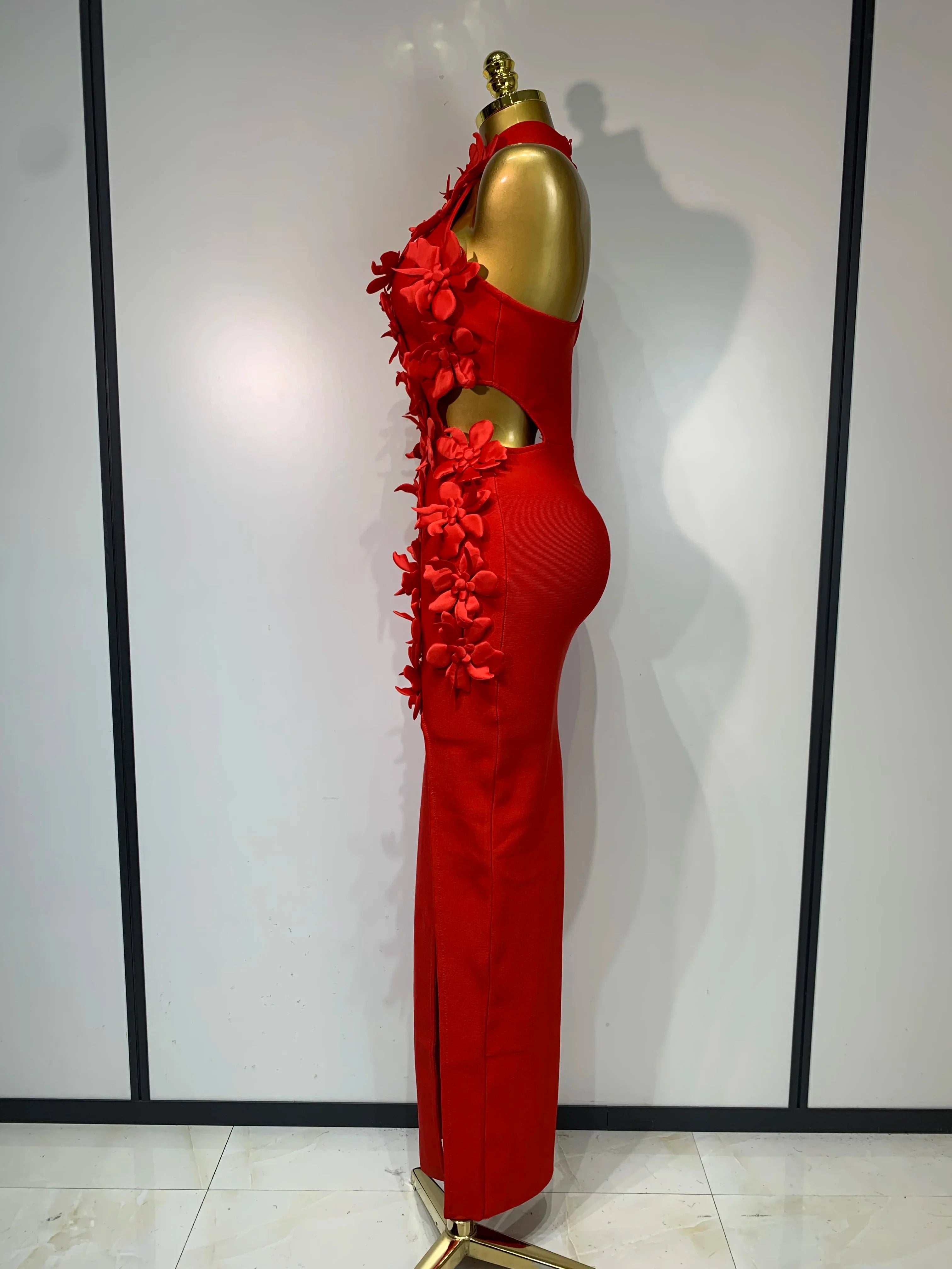 Ada Sexy Sleeveless Flower Hollow Out Evening Party Bandage Dress