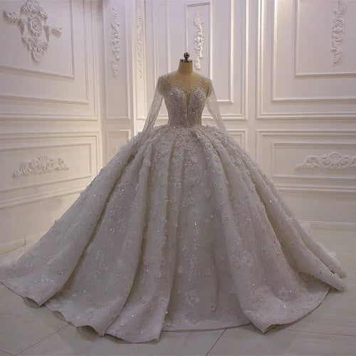 Bride Shiny Crystals Wedding Dress