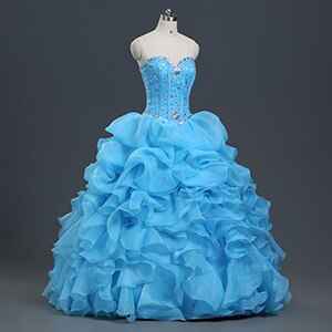 Diamond Beaded Organza Ruffled Lime Green Quinceanera Dress