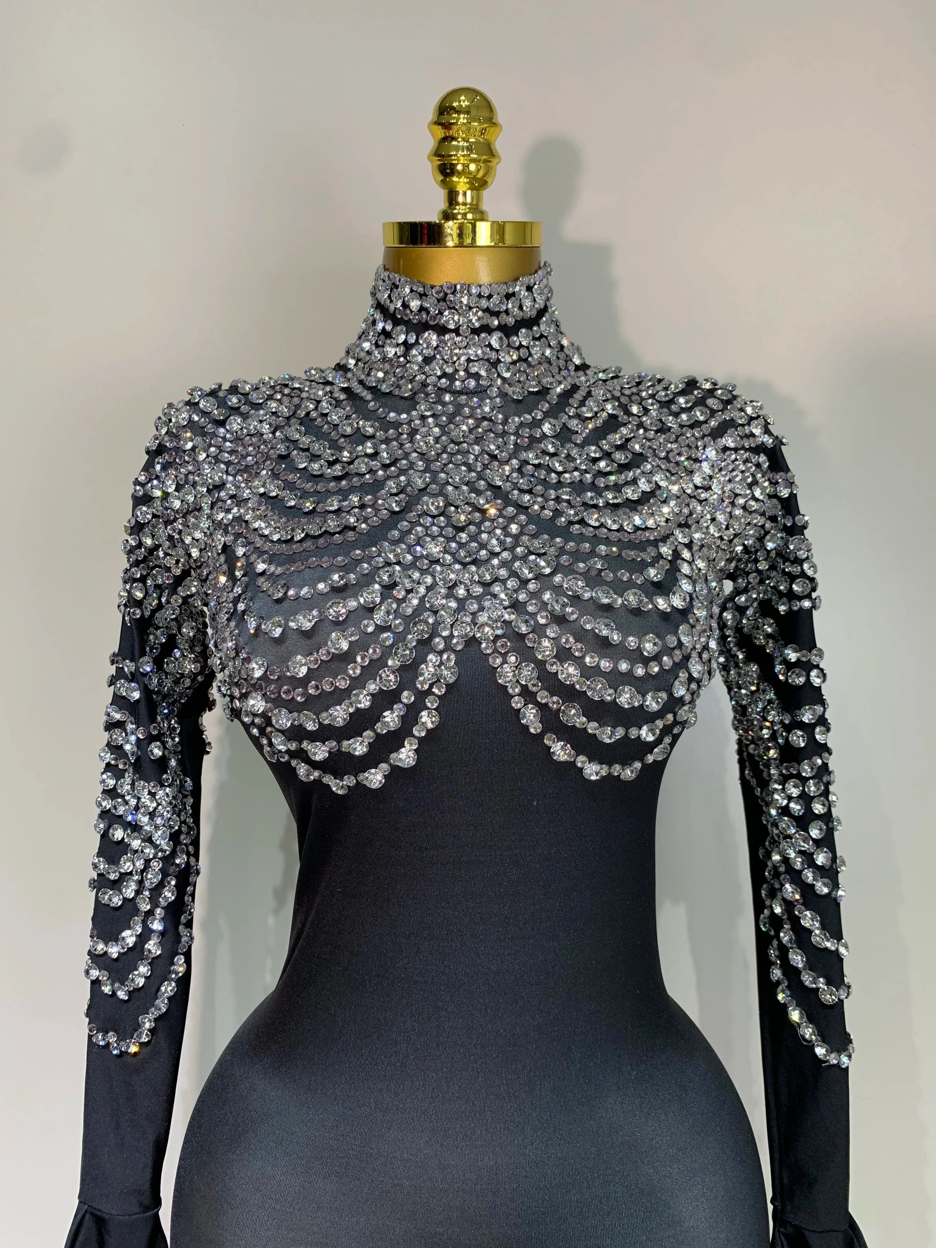 Audre Luxury Rhinestone Stretch Jumpsuit