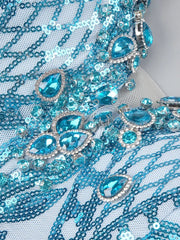 Amani – Baby Blue Feather Sequin Mini Dress
