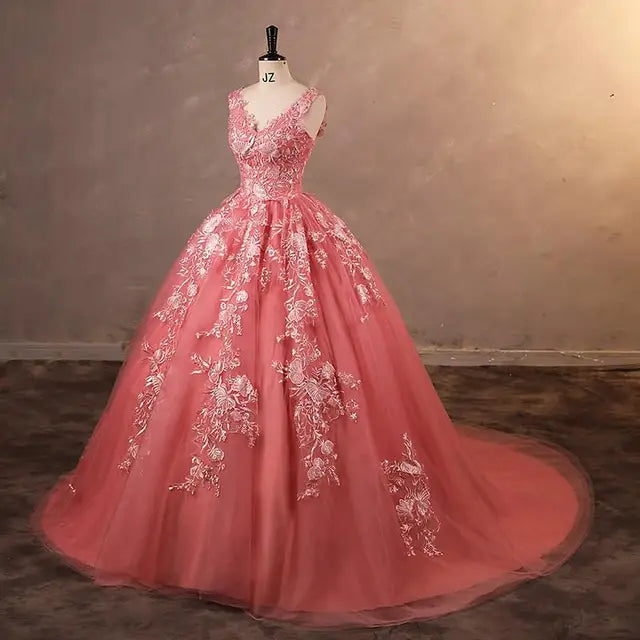 Classic V-neck Ball Gown Quinceañera Dress